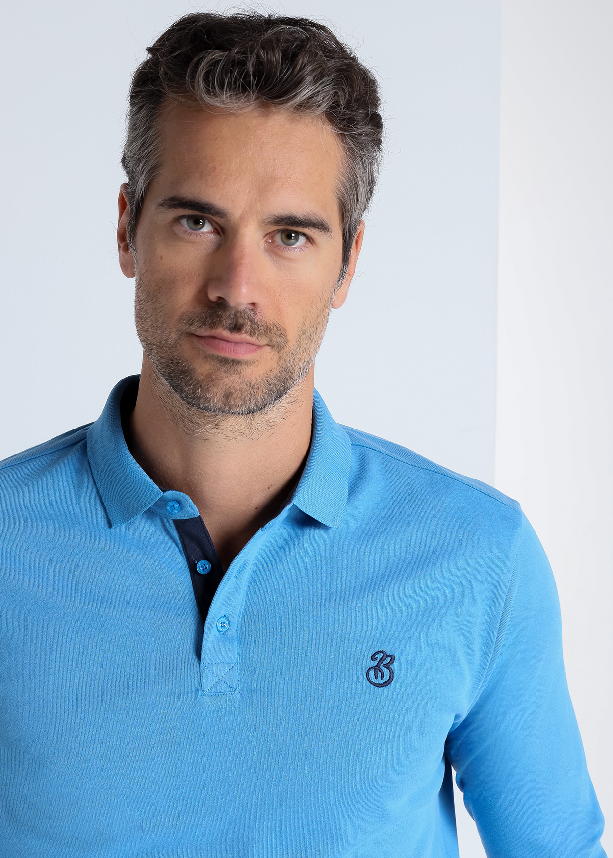 Pólo Básico de manga comprida Azul