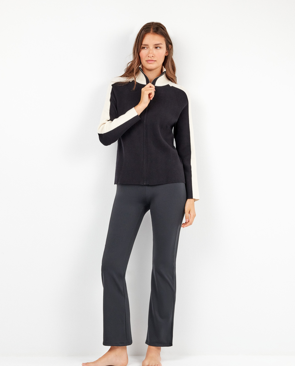 Cardigan de malha bicolor Preto