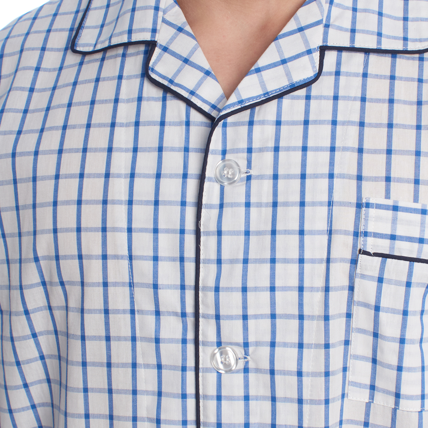 Pijama de Manga Comprida Branco-Azul