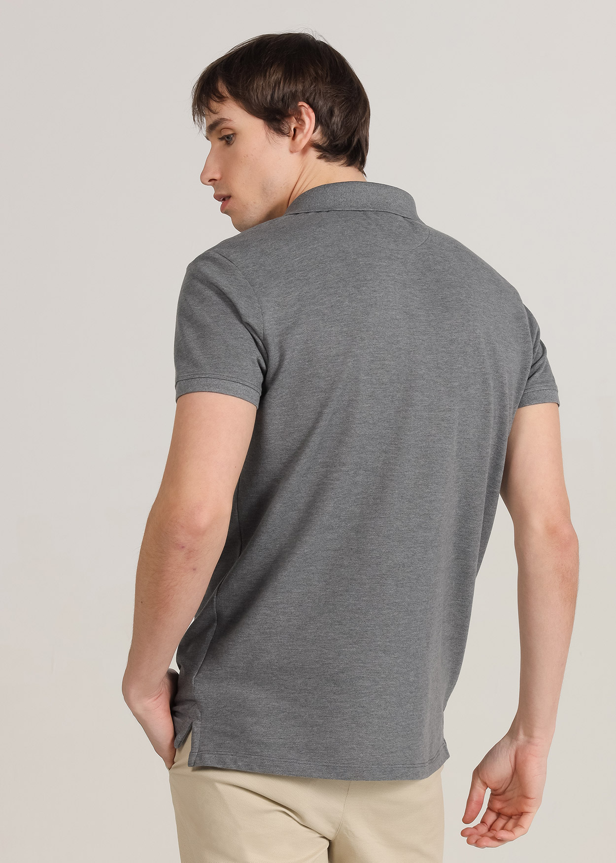 Pólo de piqué de manga curta Cinzento