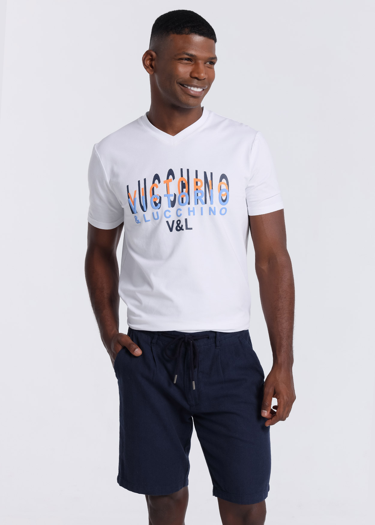 Bermuda Chino Homem Azul