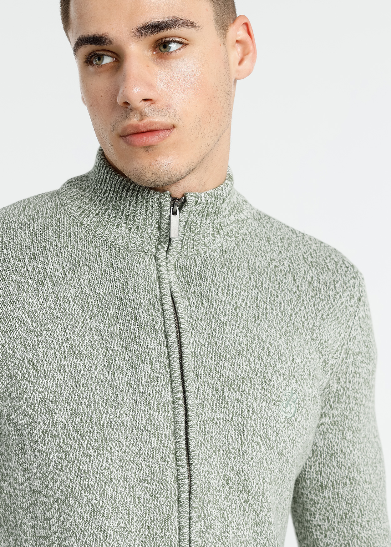 Casaco de Malha com zíper Verde