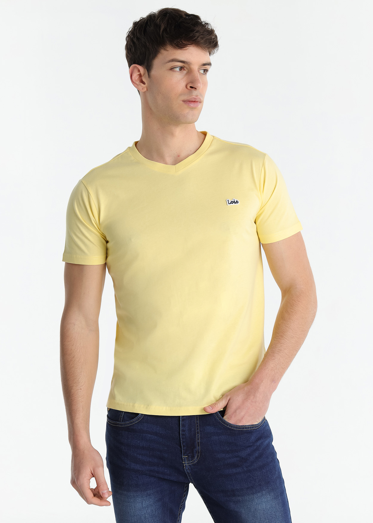 T-Shirt básica Homem Amarelo