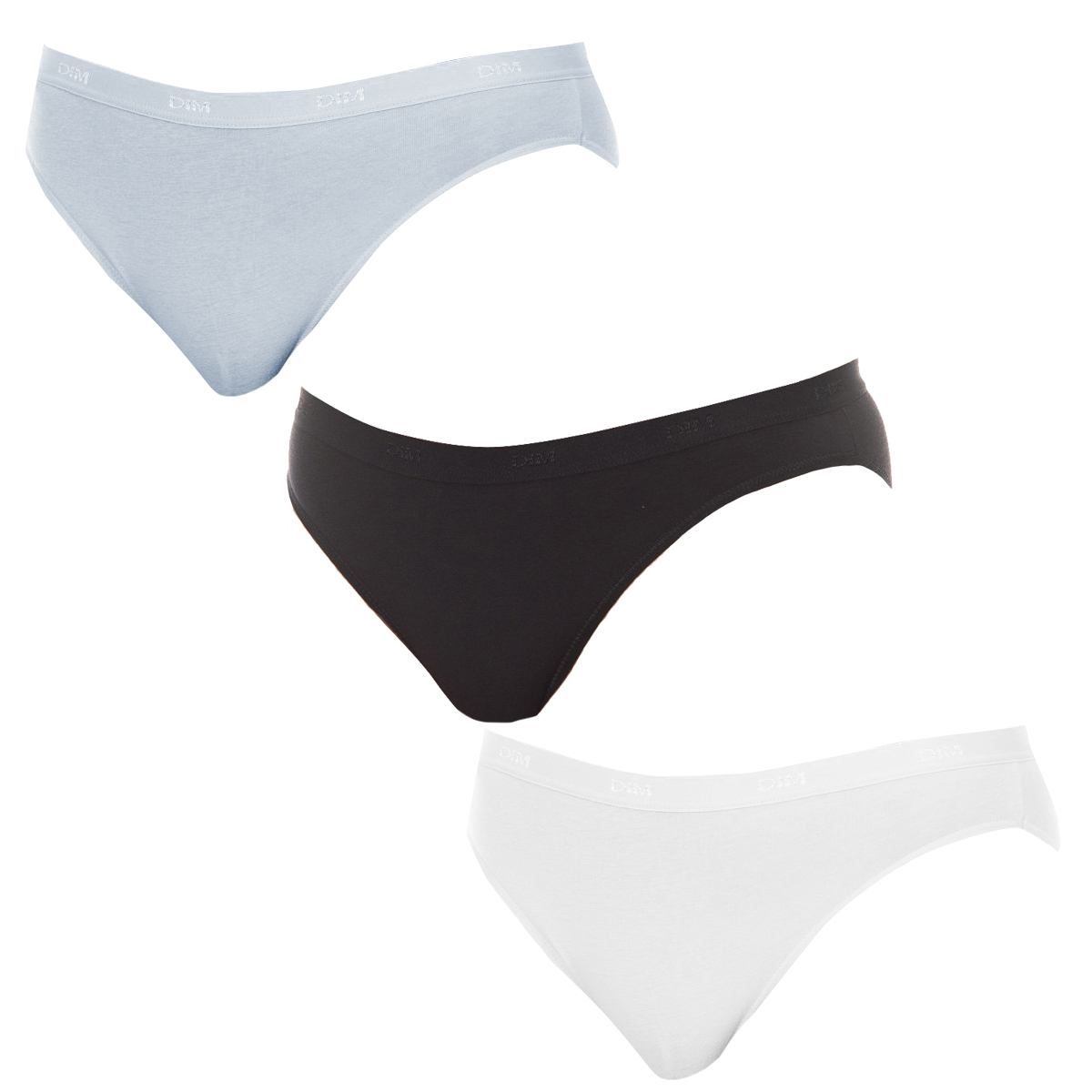 Pack 3 Cuecas Senhora Les Pockets Preto Branco e Azul Claro