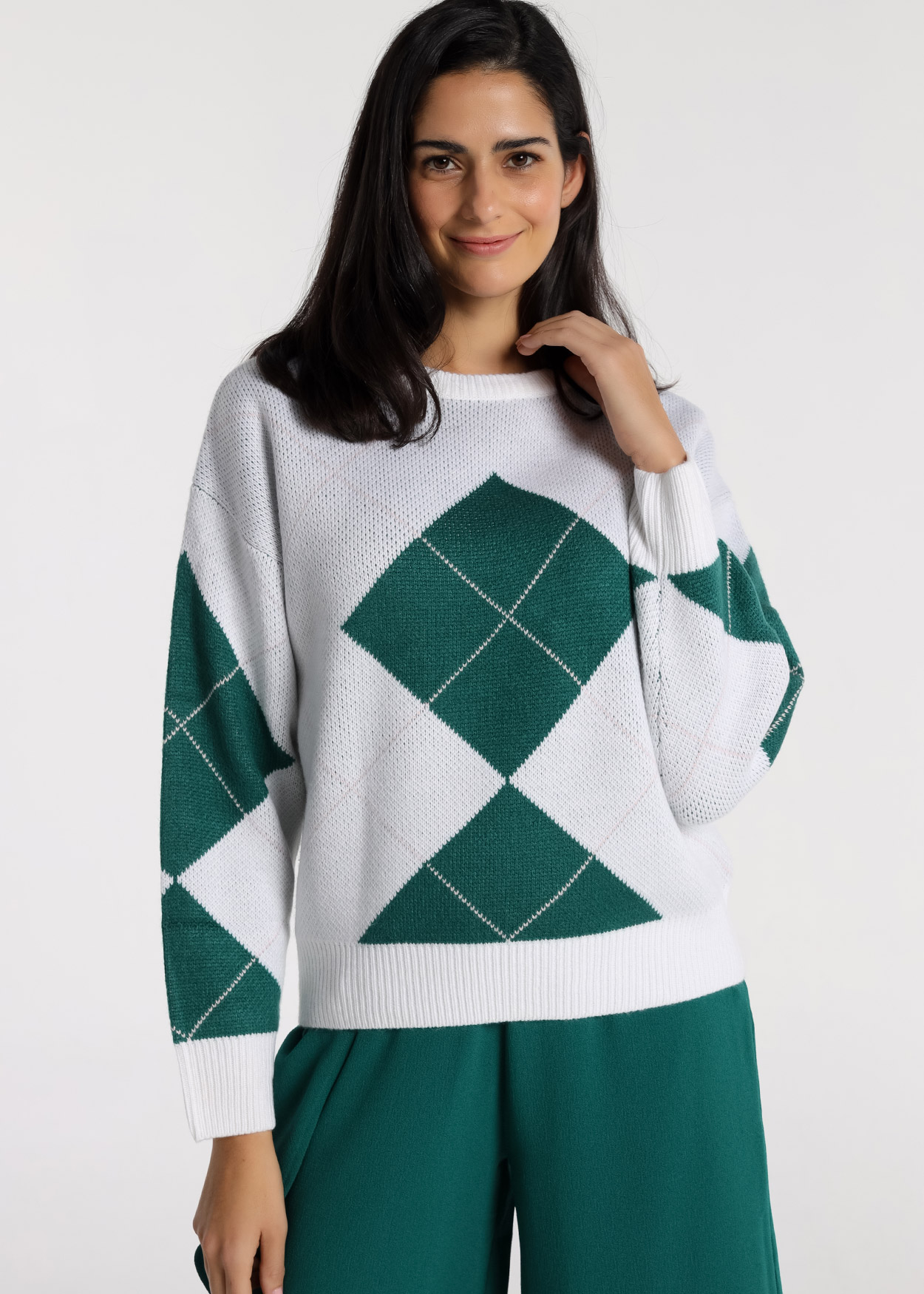 Camisola de malha recto Senhora Branco