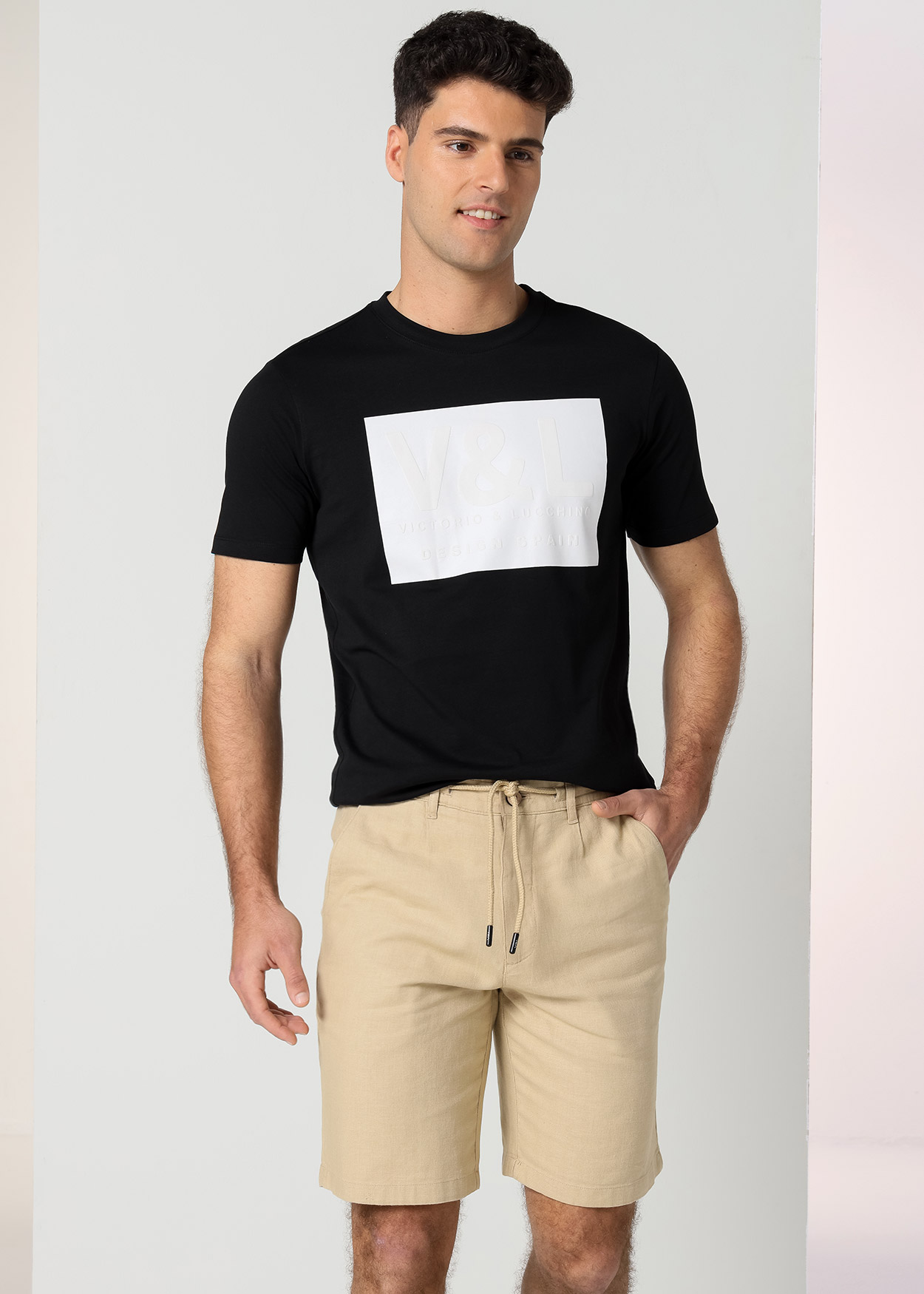 Bermuda Chino Homem Castanho