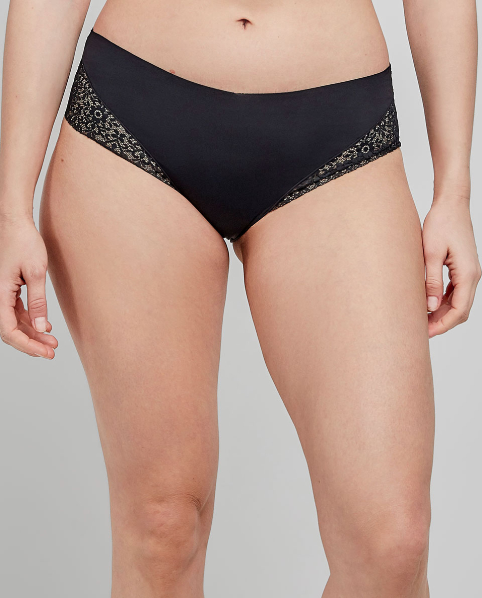 Cueca de cintura alta em renda Preto