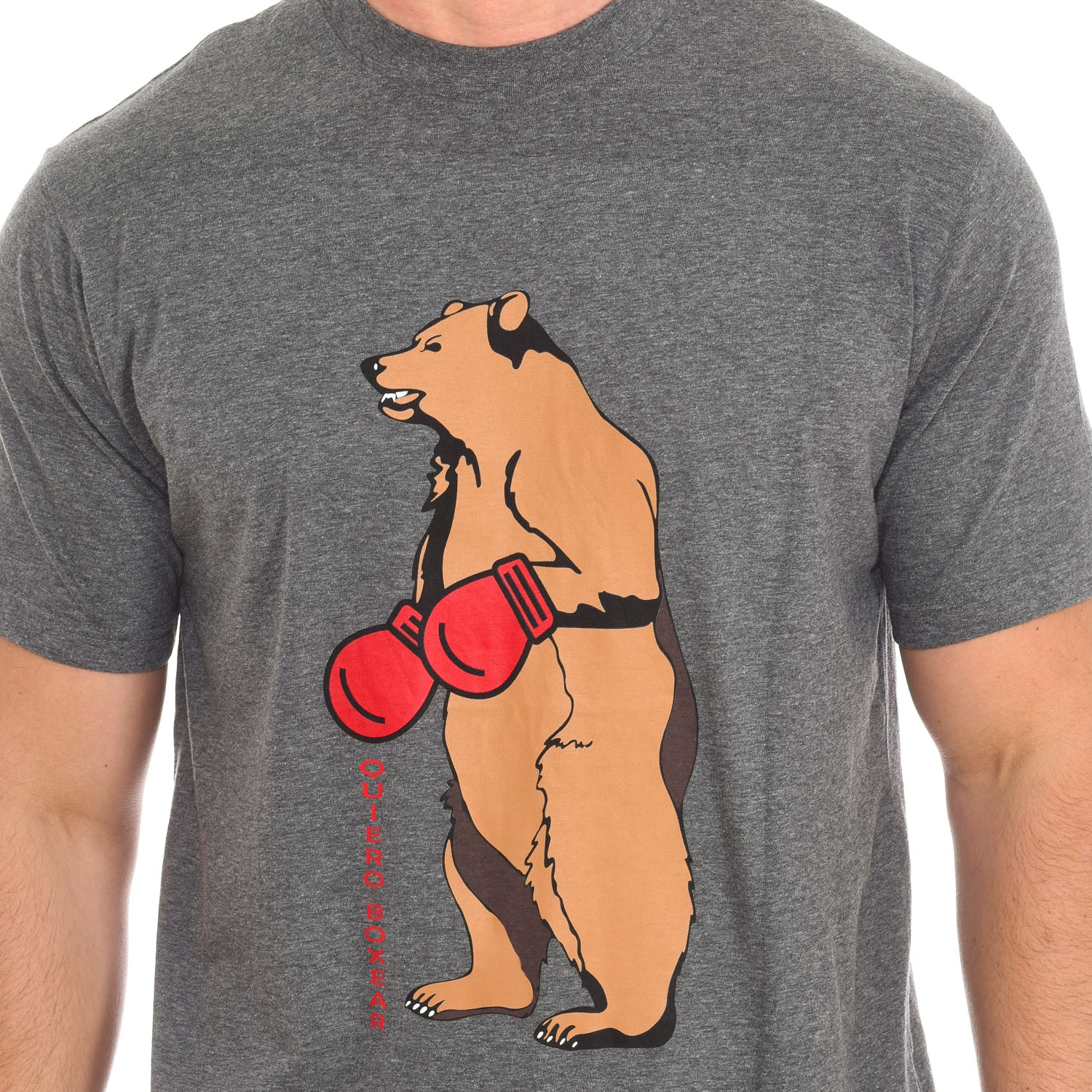 Pijama de Manga Curta Cinza-Vermelho