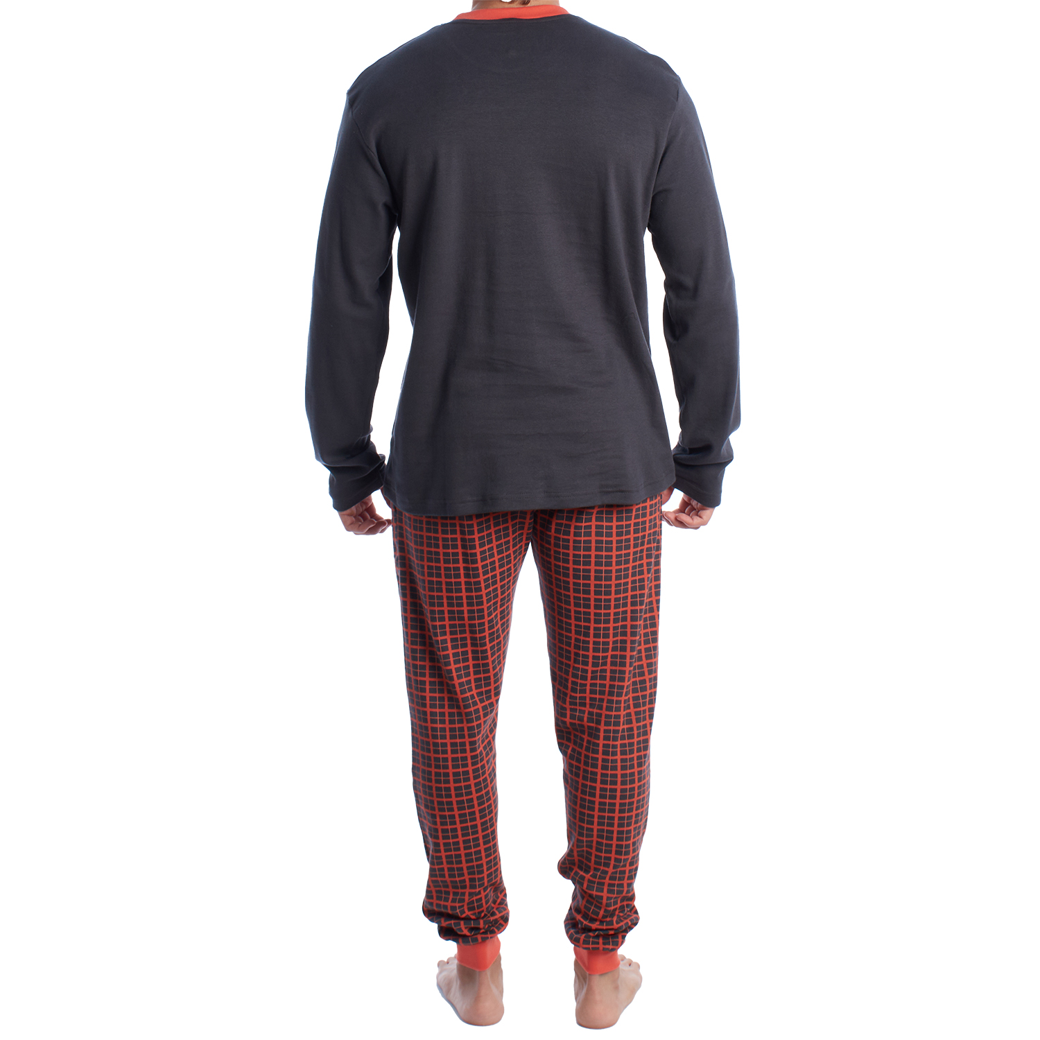 Pijama de Manga Comprida Azul-Laranja