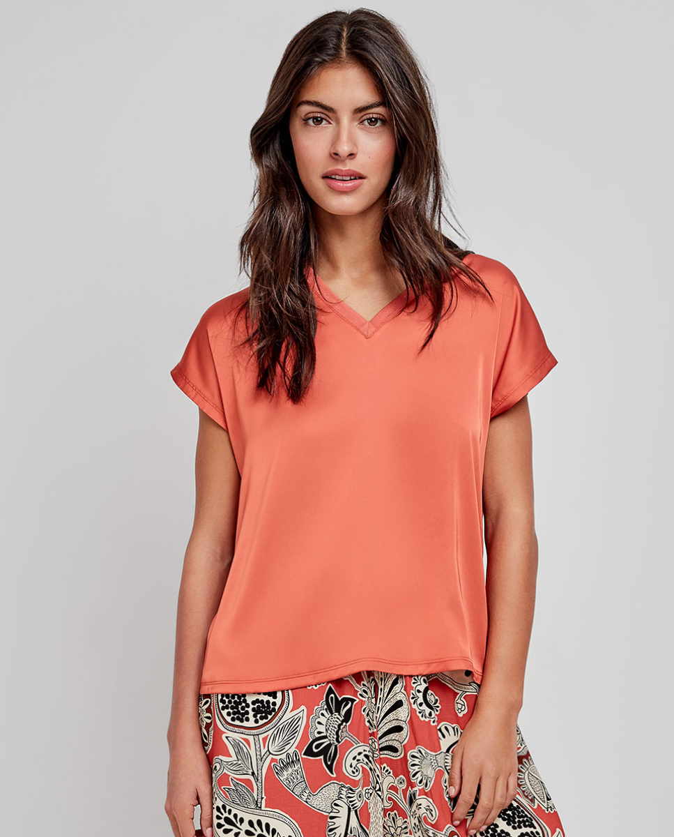 Top em cetim Laranja