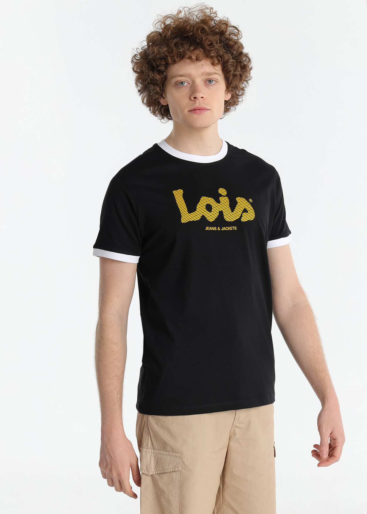T-Shirt básica logo Lois Homem Preto