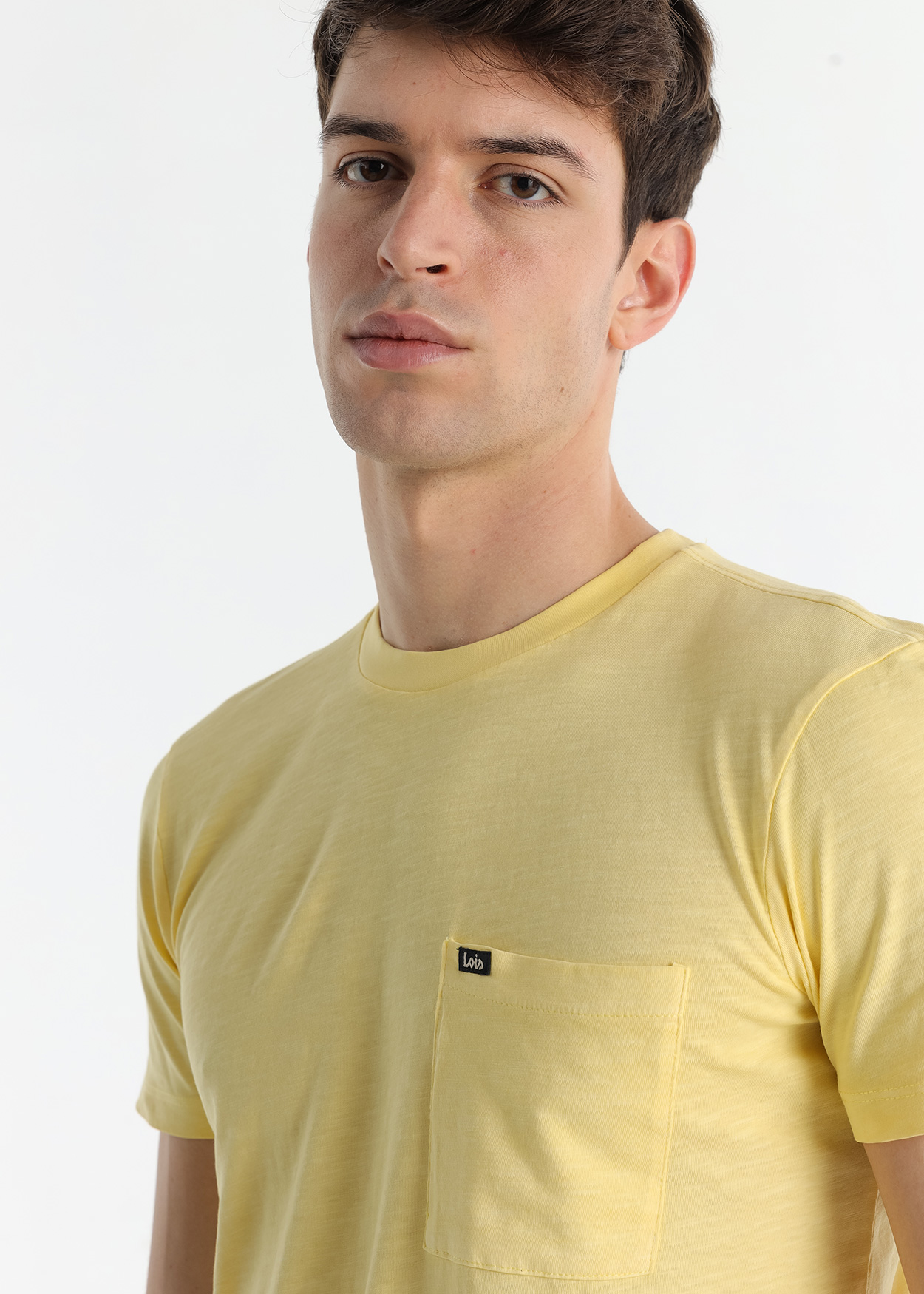 T-Shirt básica Homem Amarelo