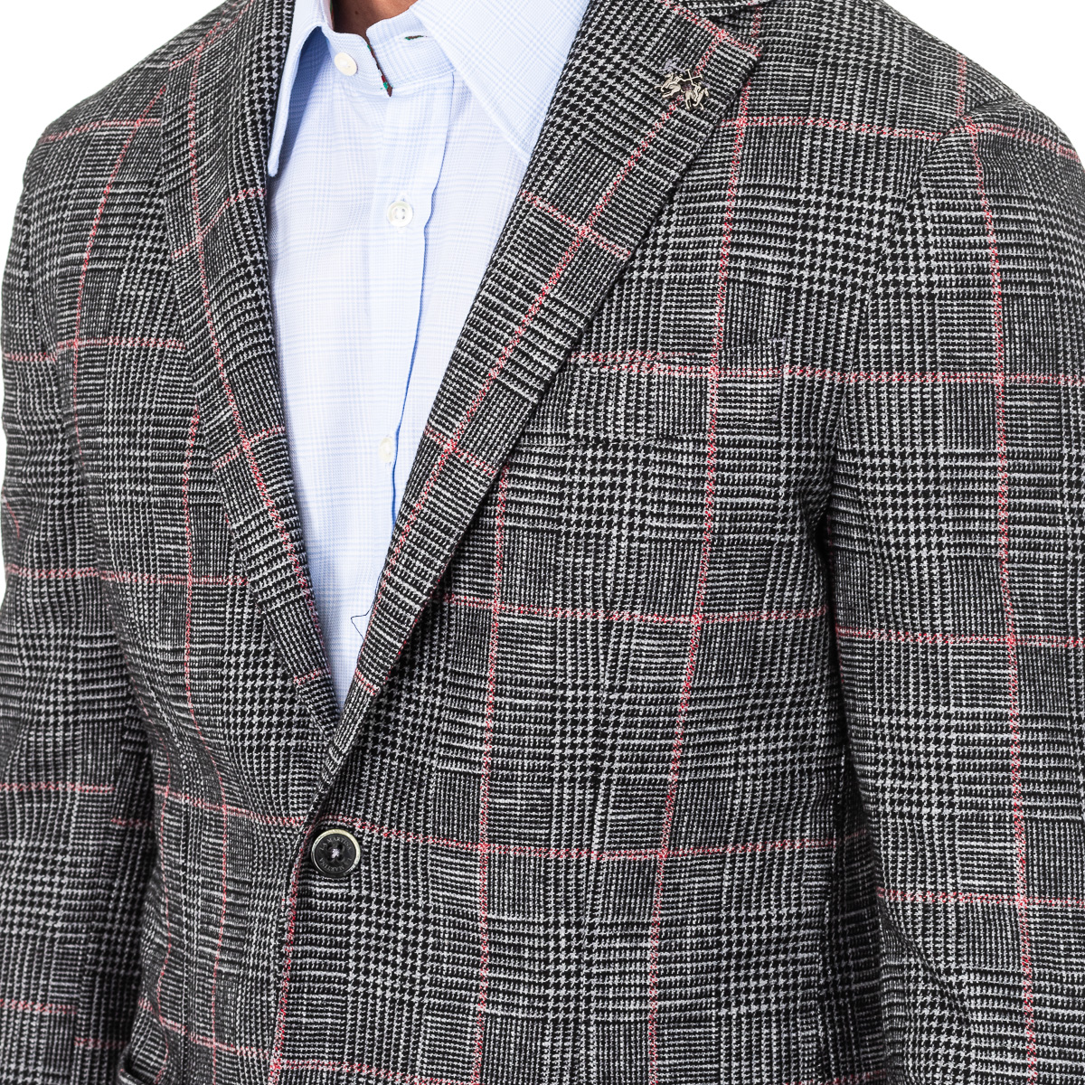 Blazer Homem com Padrão Xadrez Preto