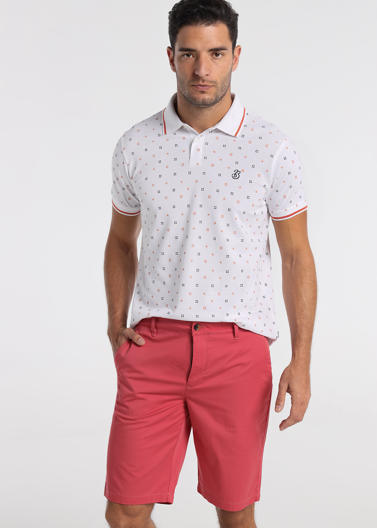 Pólo manga curta em malha Branco