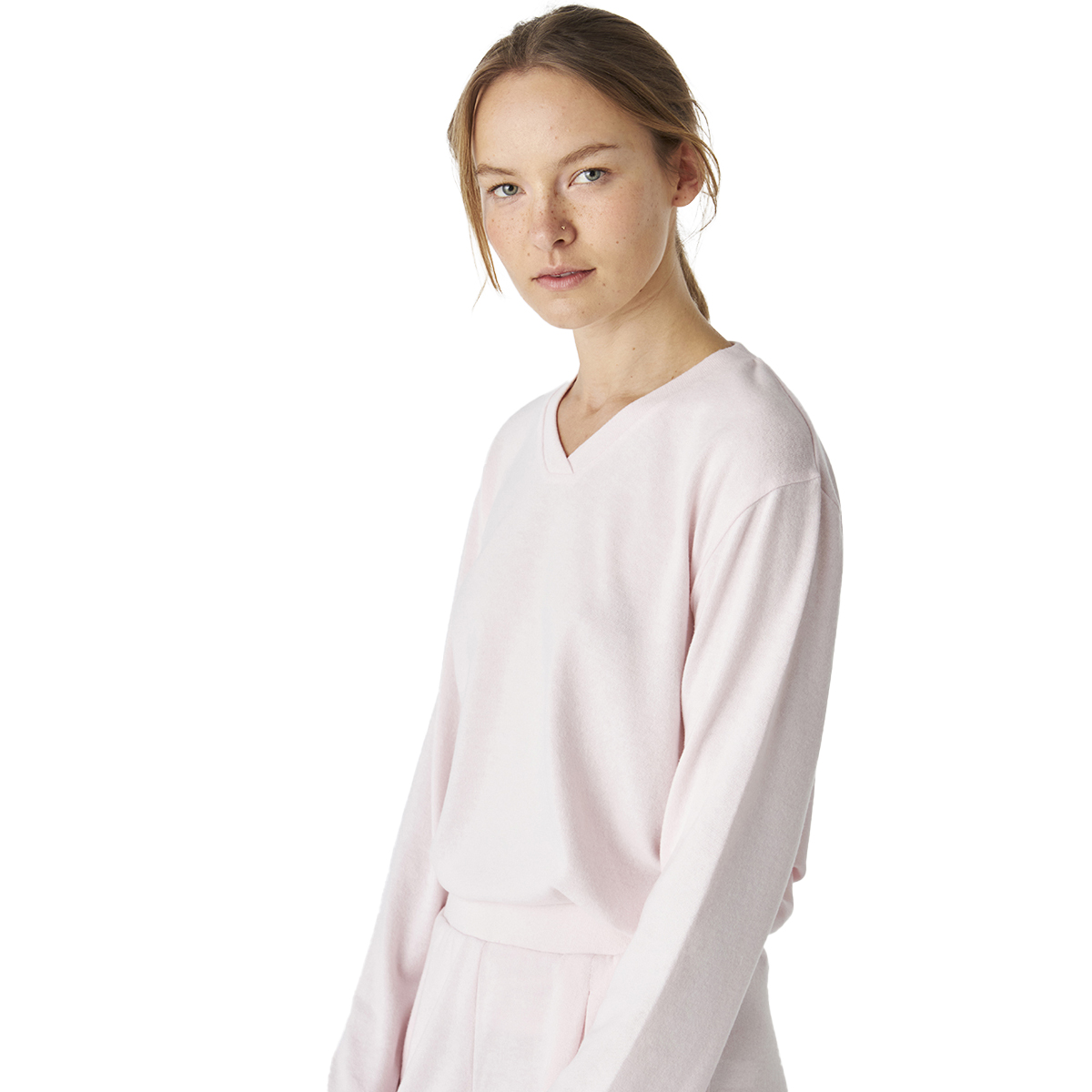 Pijama de Malha Suave Senhora Manga Comprida Rosa