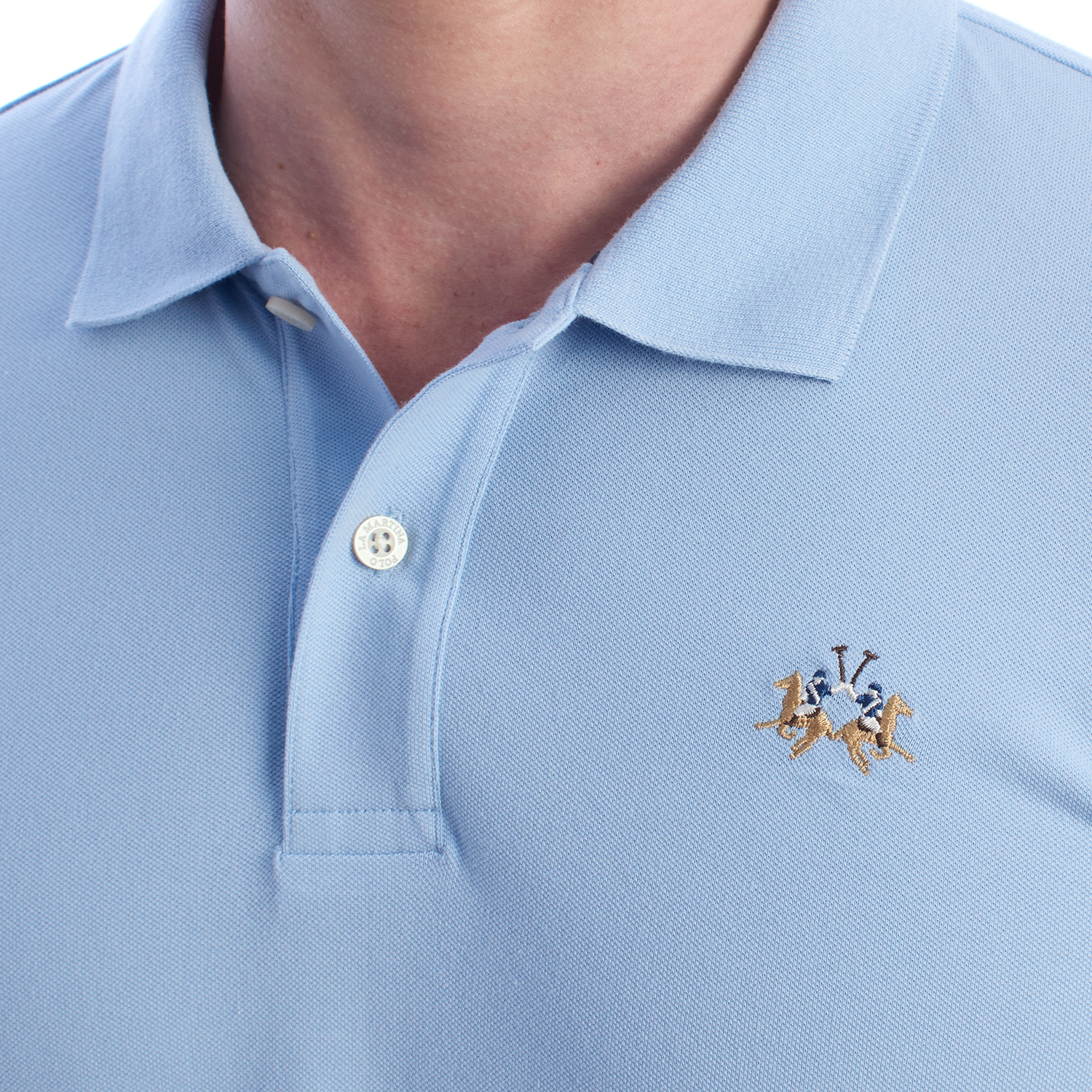 Pólo Homem Slim Fit Azul Claro