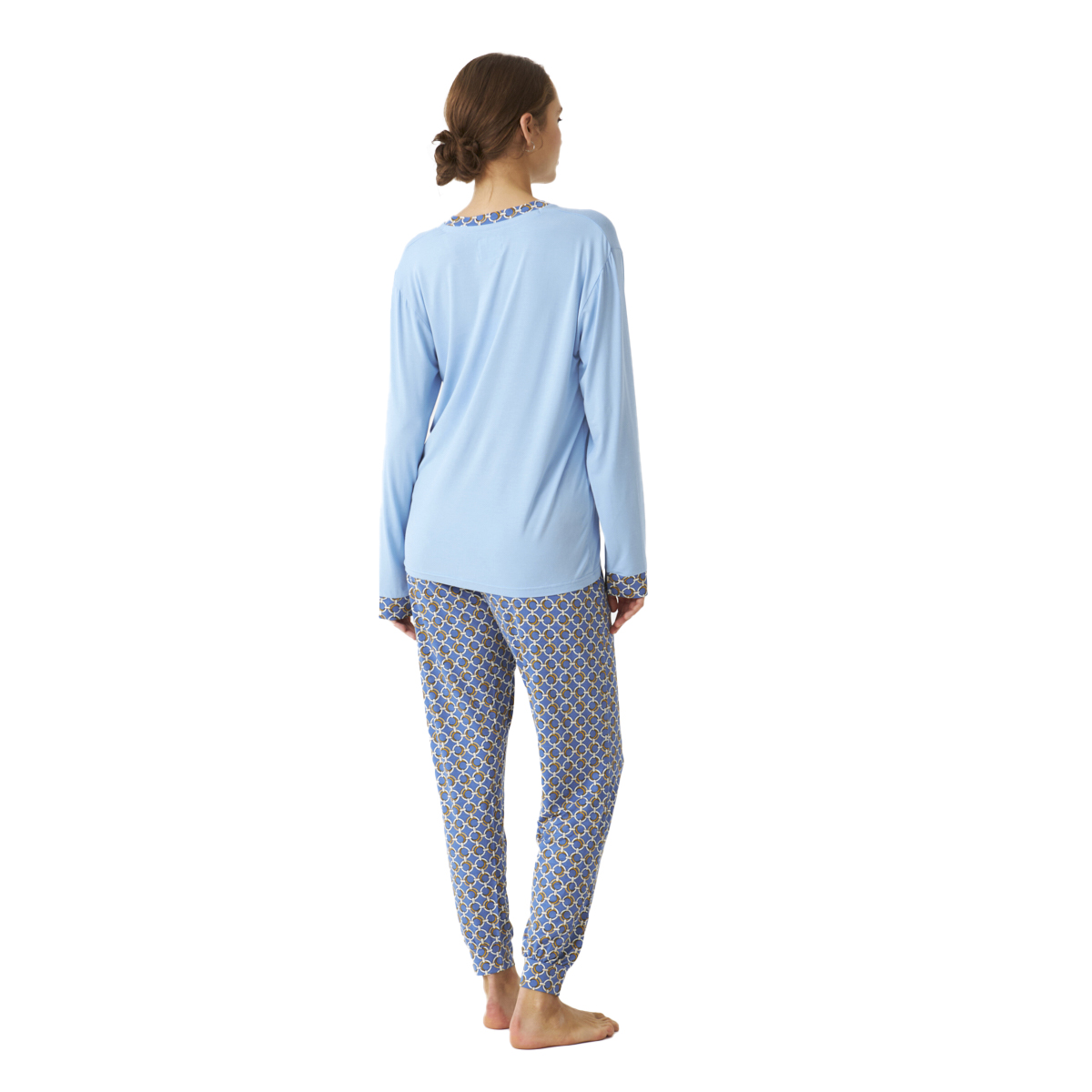 Pijama Senhora Manga Comprida Azul