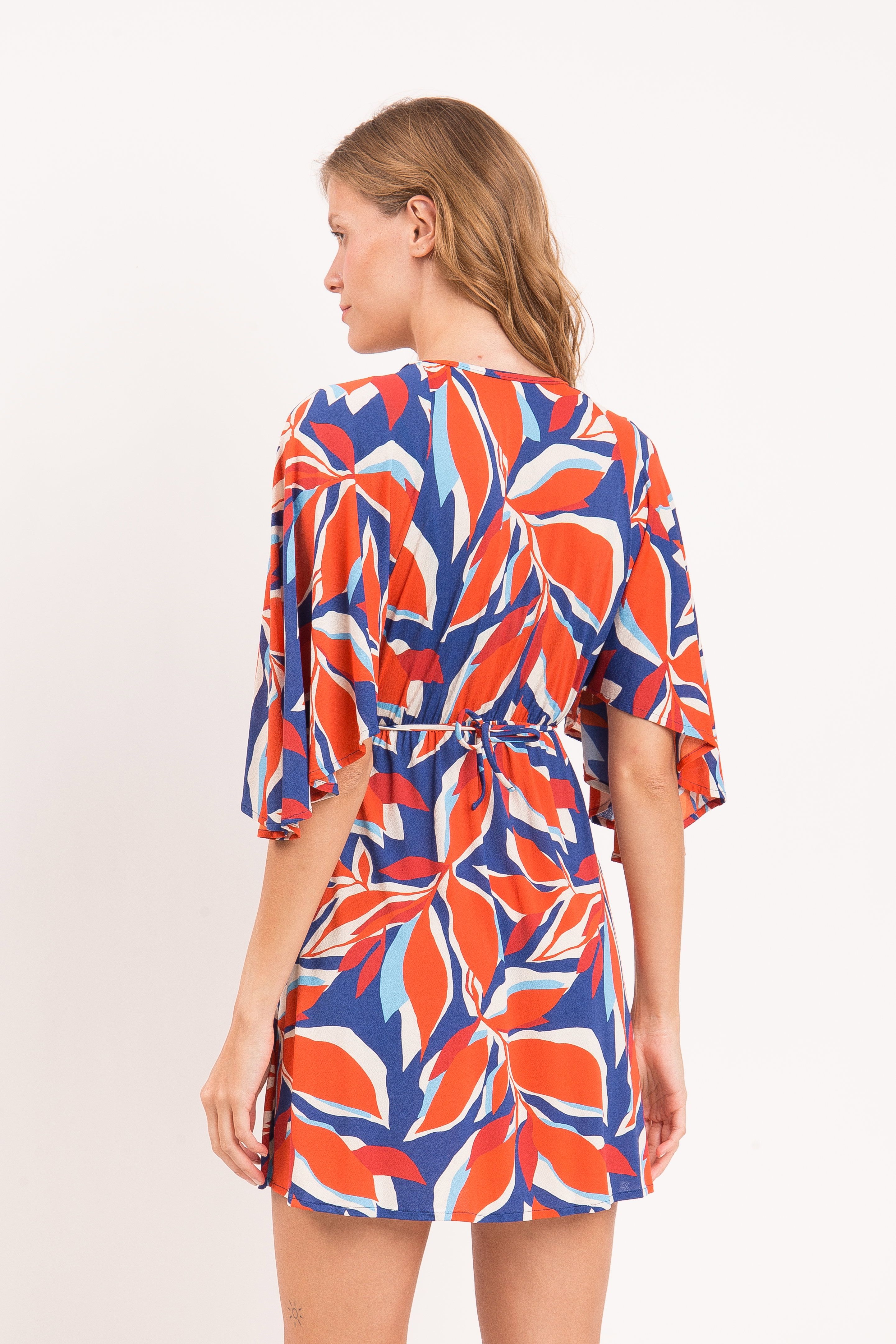 Vestido Curto Leaves Azul