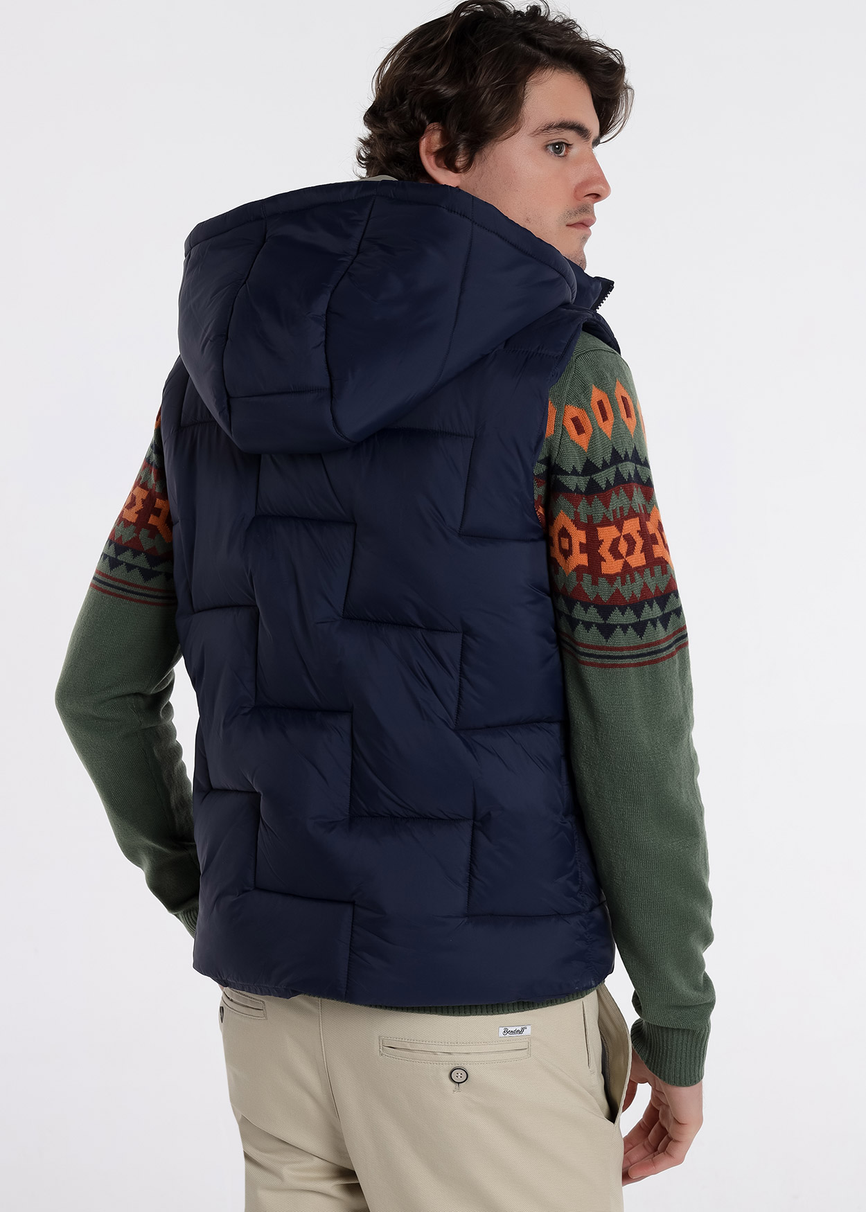 Colete acolchoado com capuz Azul