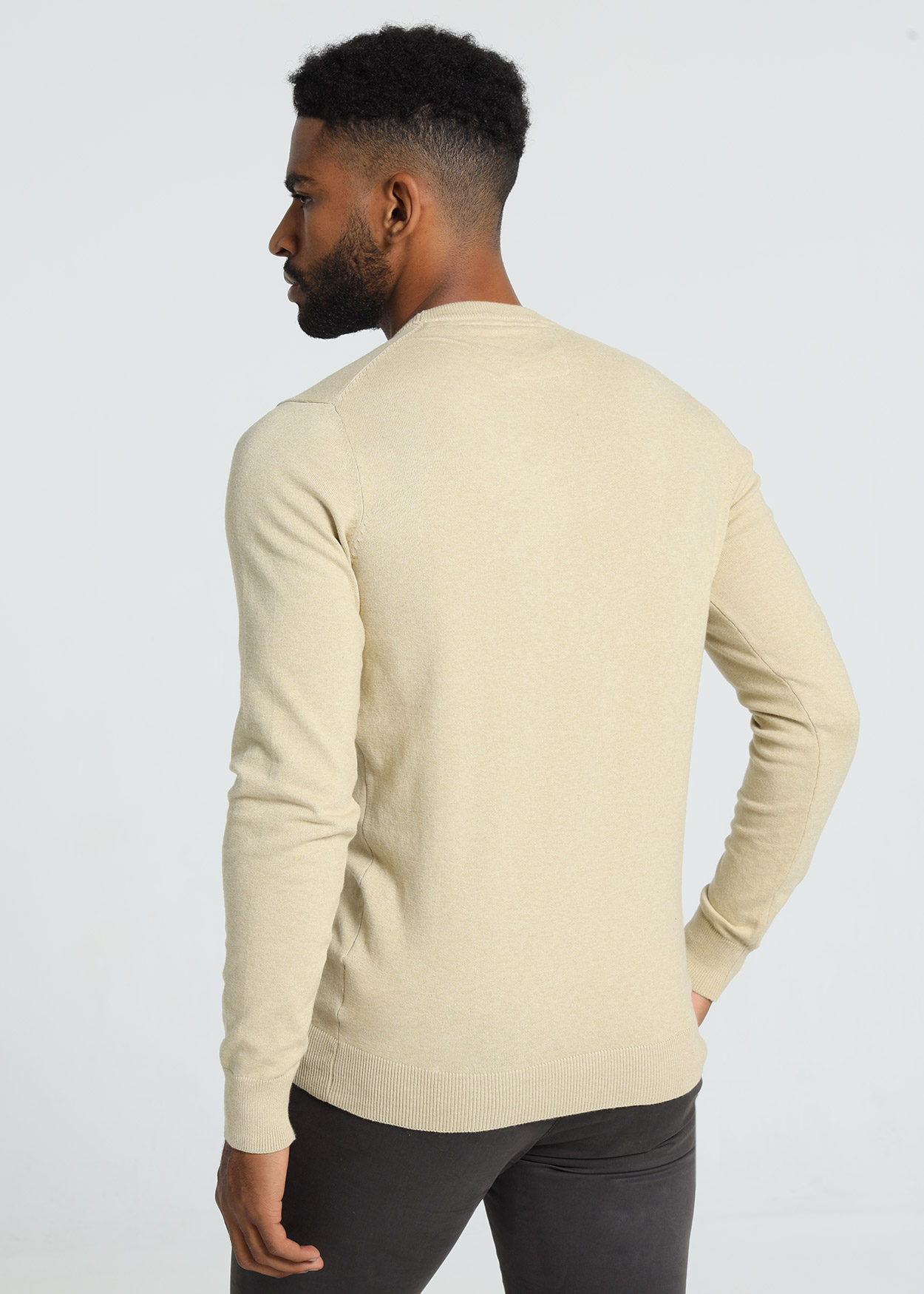 Camisola de gola redonda Bege