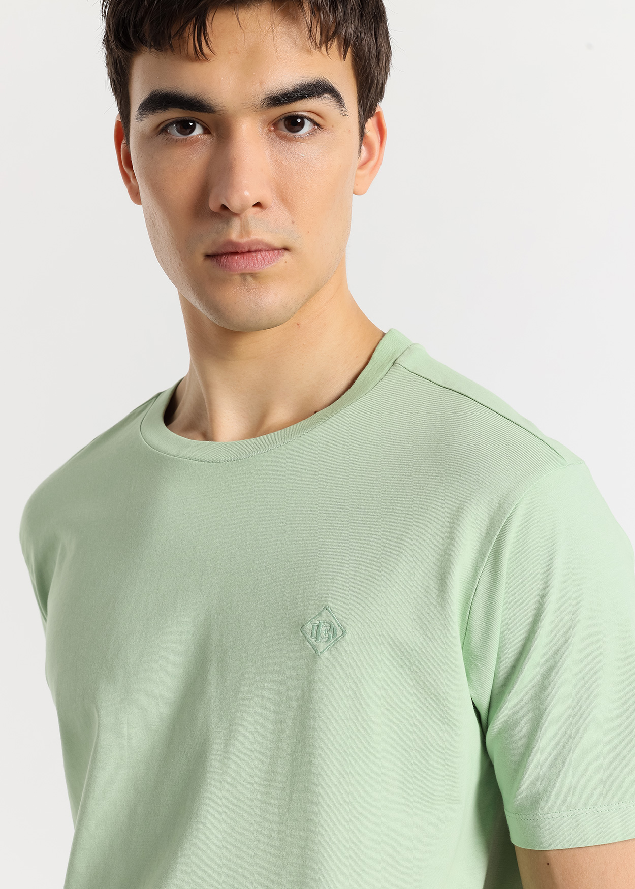 T-Shirt lisa de manga curta tingida em excesso Verde