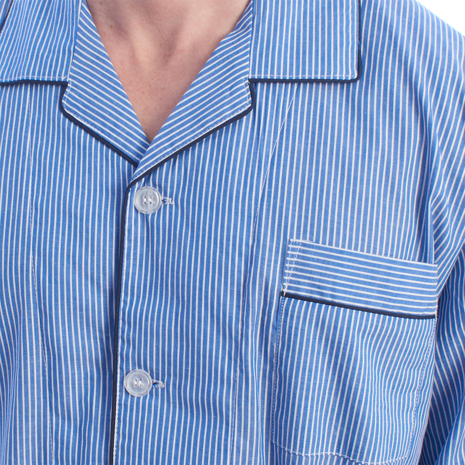 Pijama de Manga Comprida Riscas Azuis