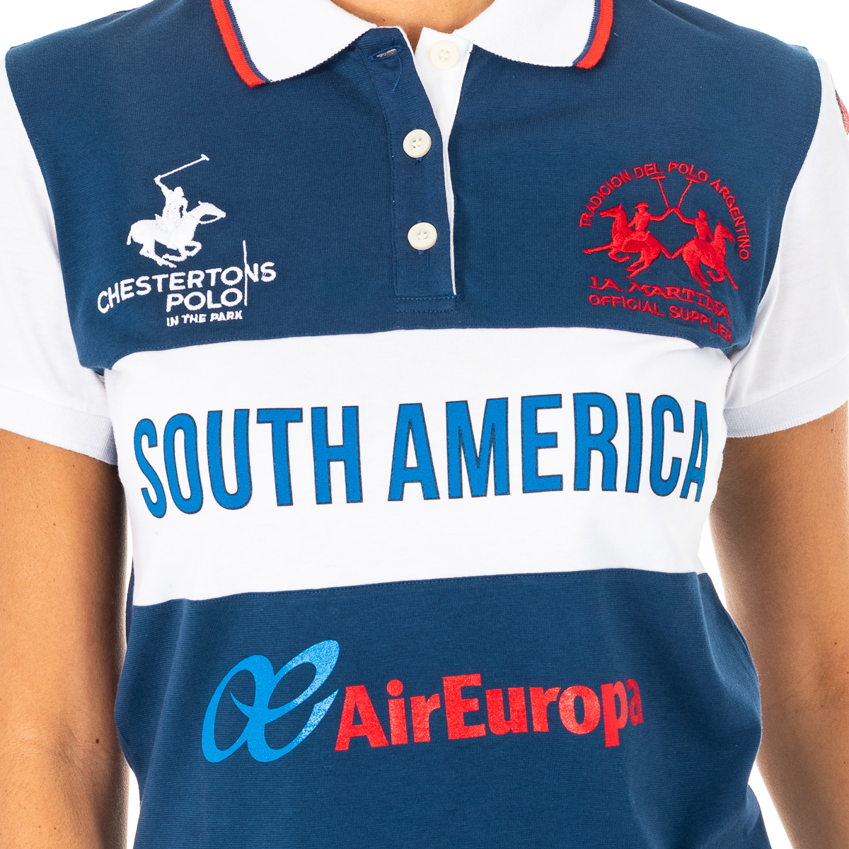 Pólo Senhora Azul e Branco