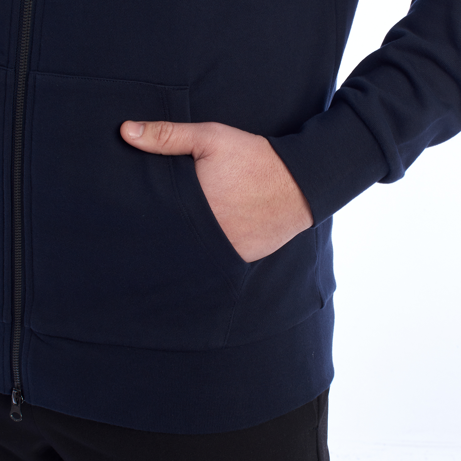 Sweatshirt Homem Regular Fit com Fecho e Capuz Azul Escuro