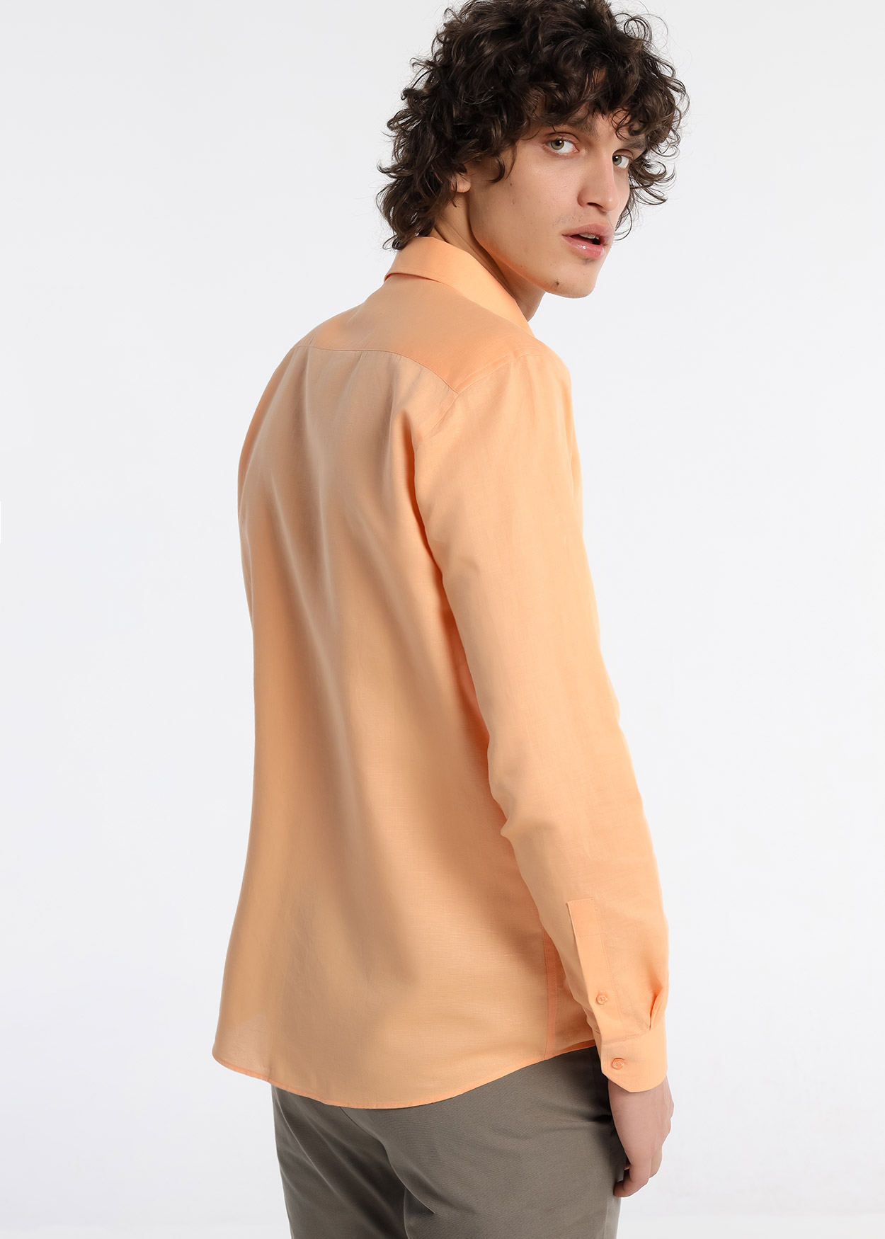 Camisa de linho de manga comprida Amarelo