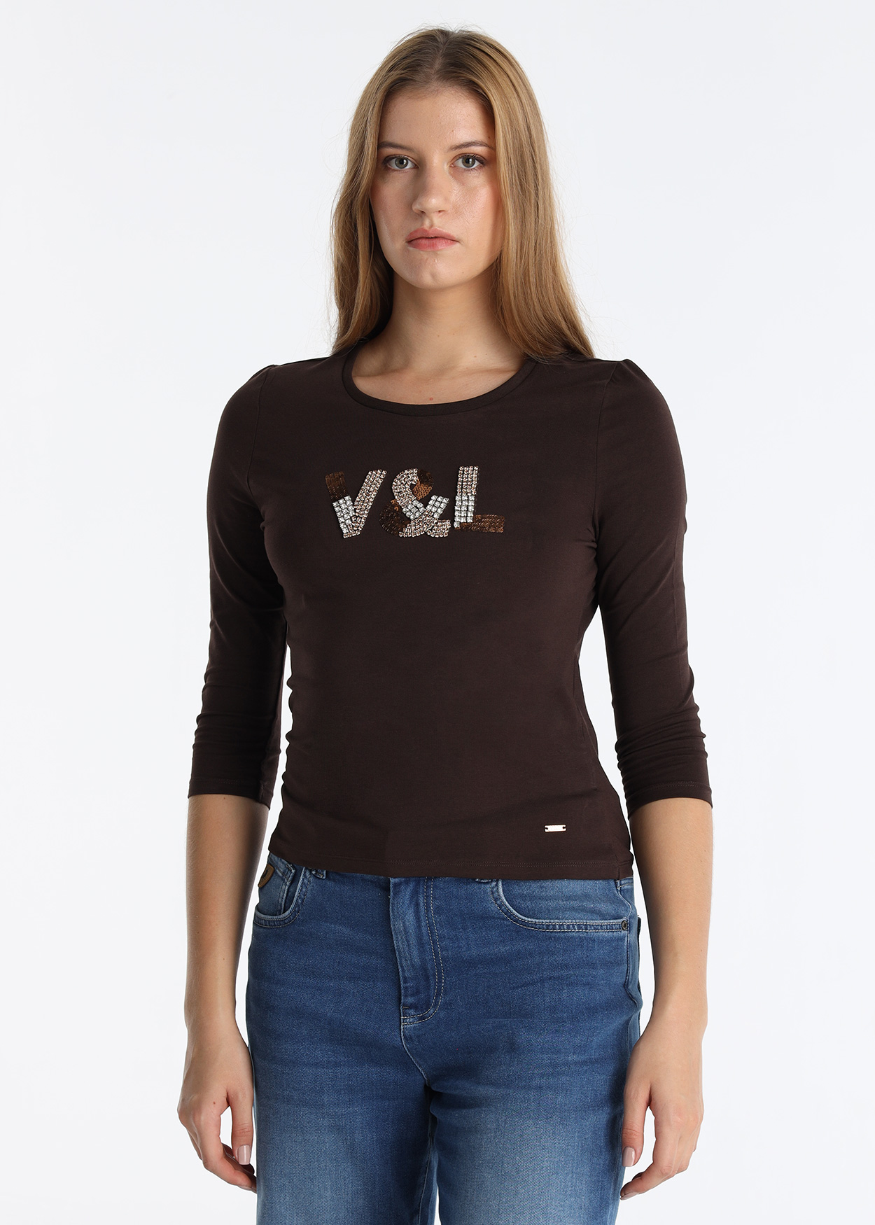 Camisola mangas 3/4 Senhora Castanho