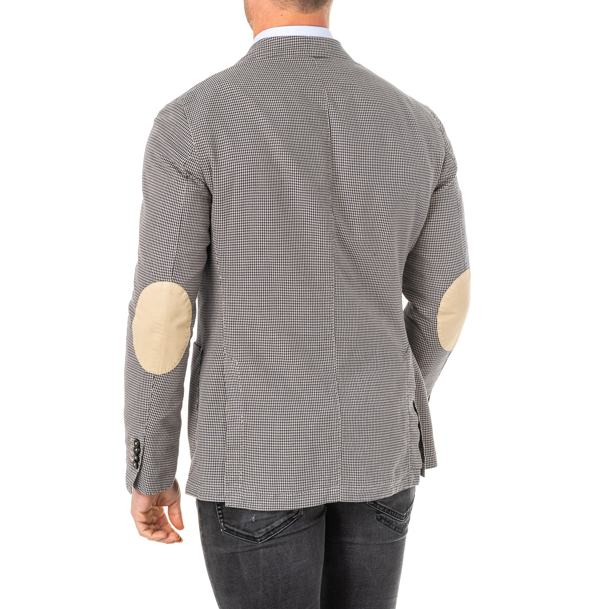 Blazer Homem com Padrão Azul e Bege