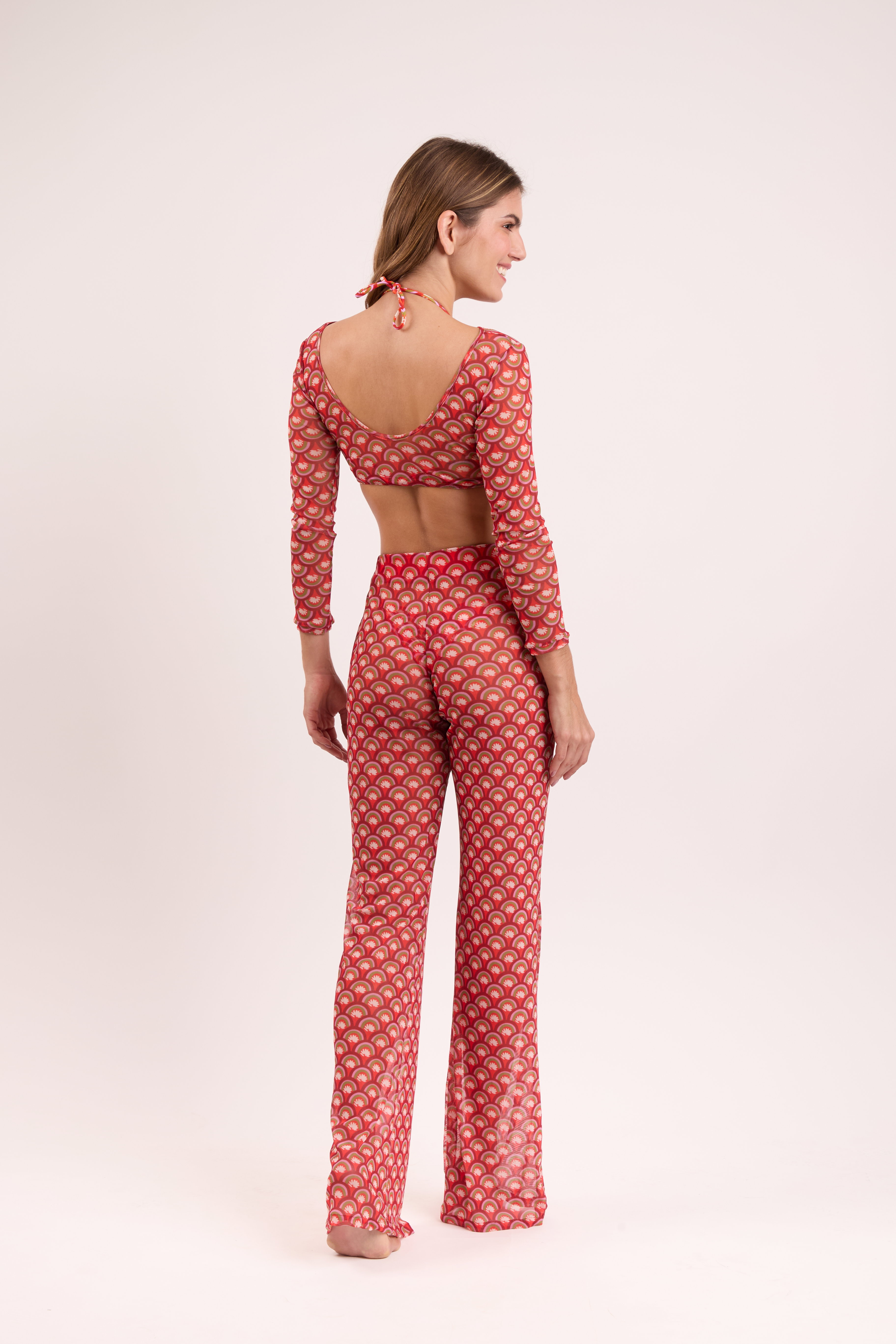 Top Harper Floral-Scales Vermelho