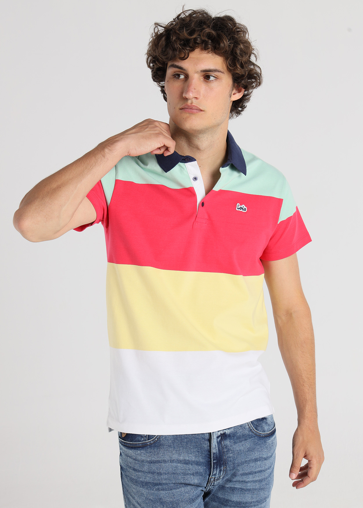 Pólo Riscas Homem Rosa