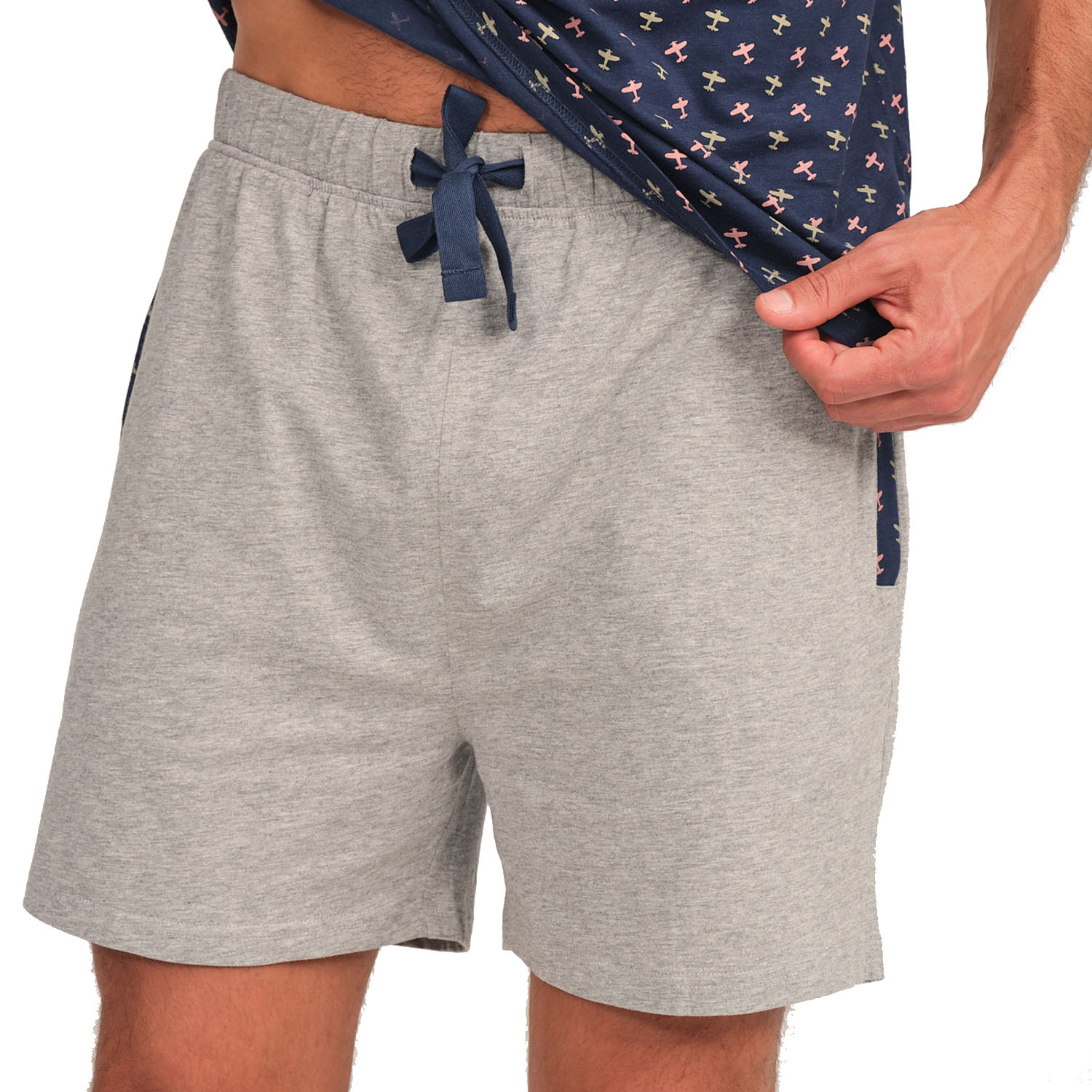 Pijama Homem Manga Curta Azul e Cinzento