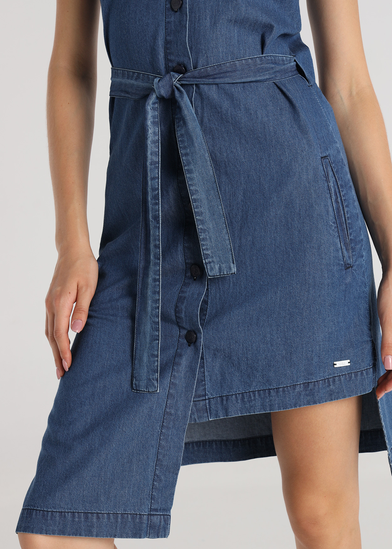 Vestido Assimétrico de ganga Senhora Azul