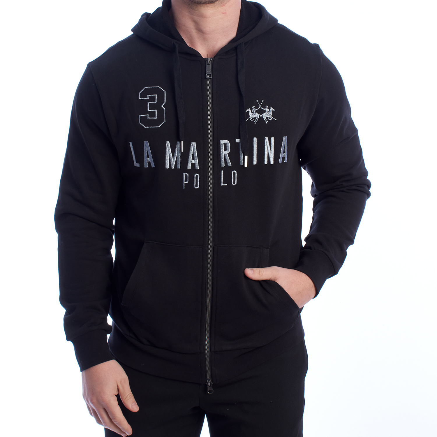 Sweatshirt Homem Regular Fit com Fecho e Capuz Preto