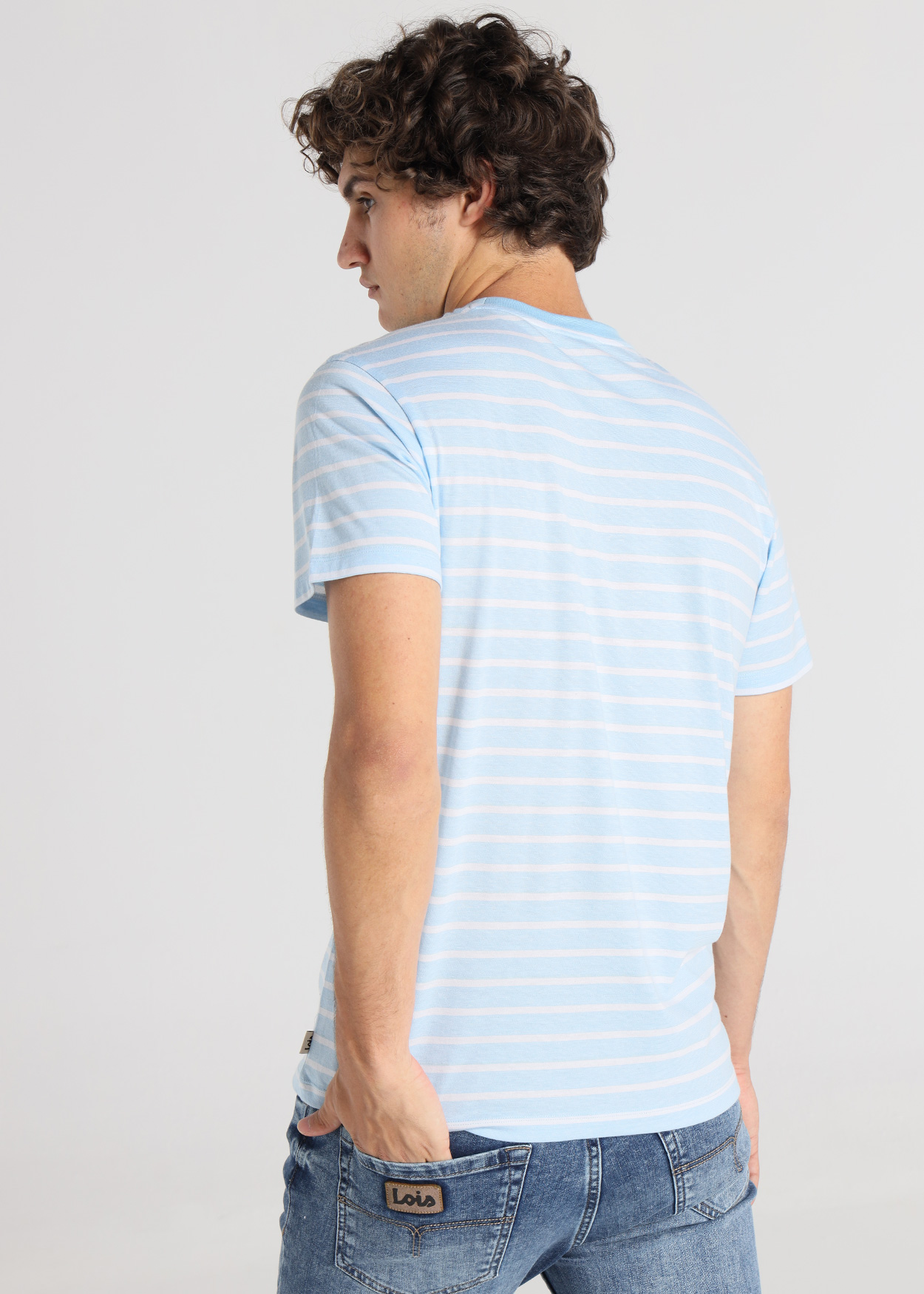 T-Shirt Riscas Homem Azul