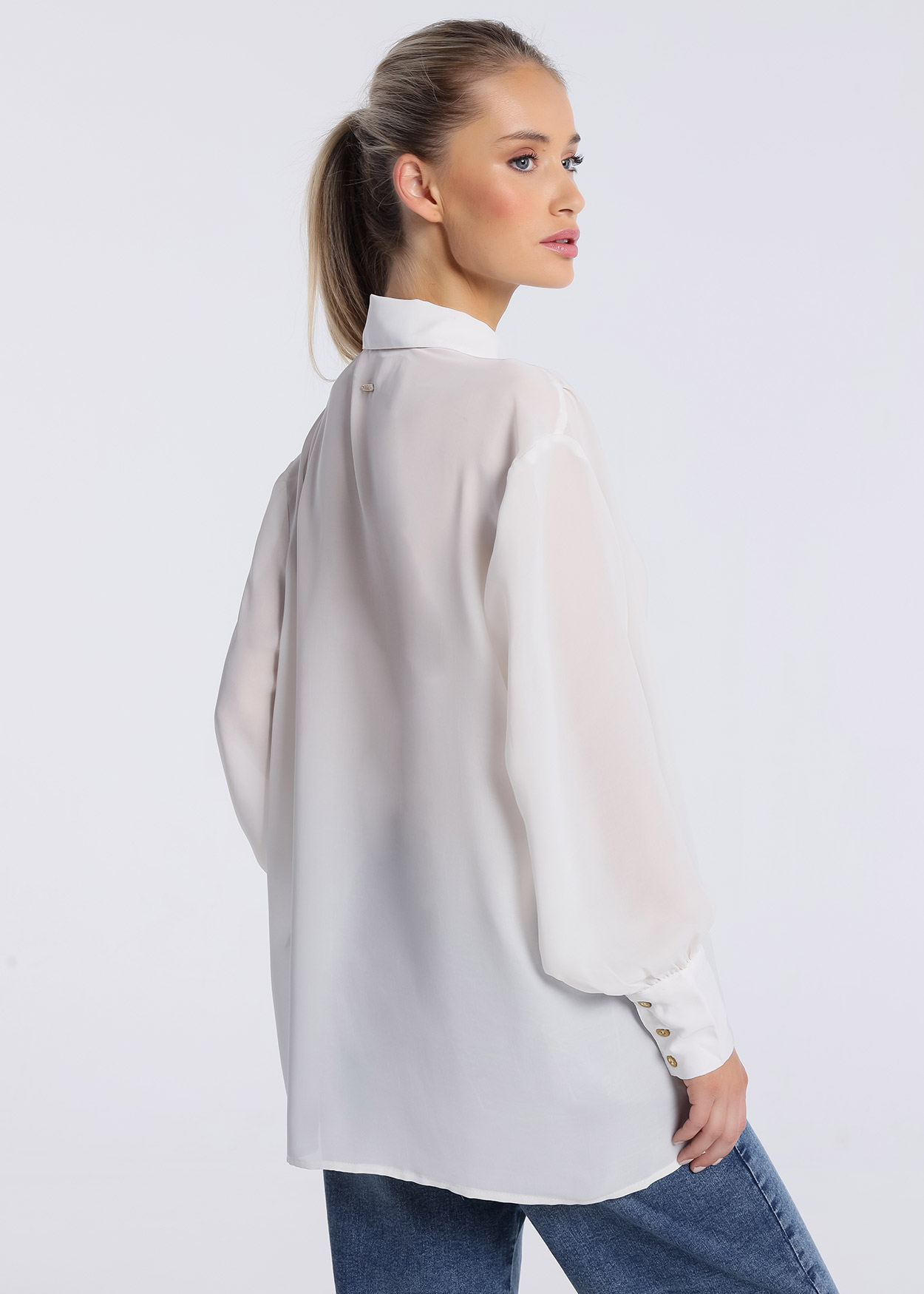 Camisa de cetim Senhora Branco