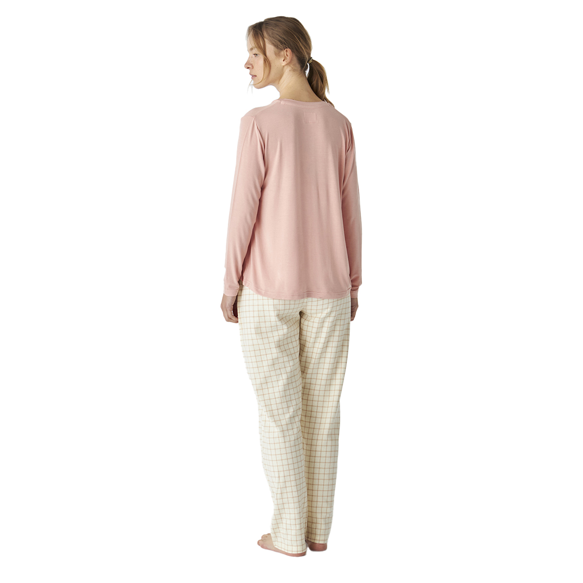 Pijama Senhora Manga Comprida Rosa com Estampado