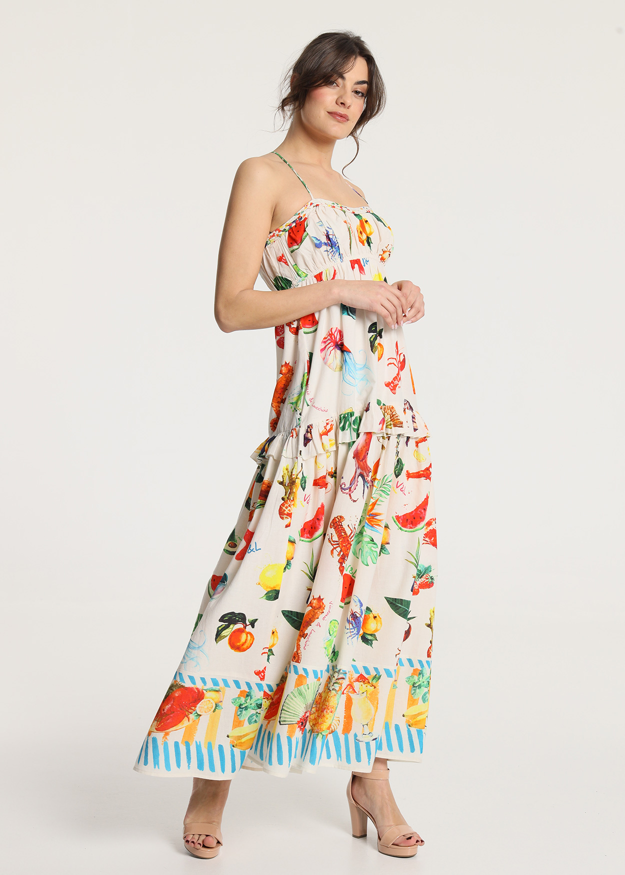 Vestido Comprido Senhora Multicolorido