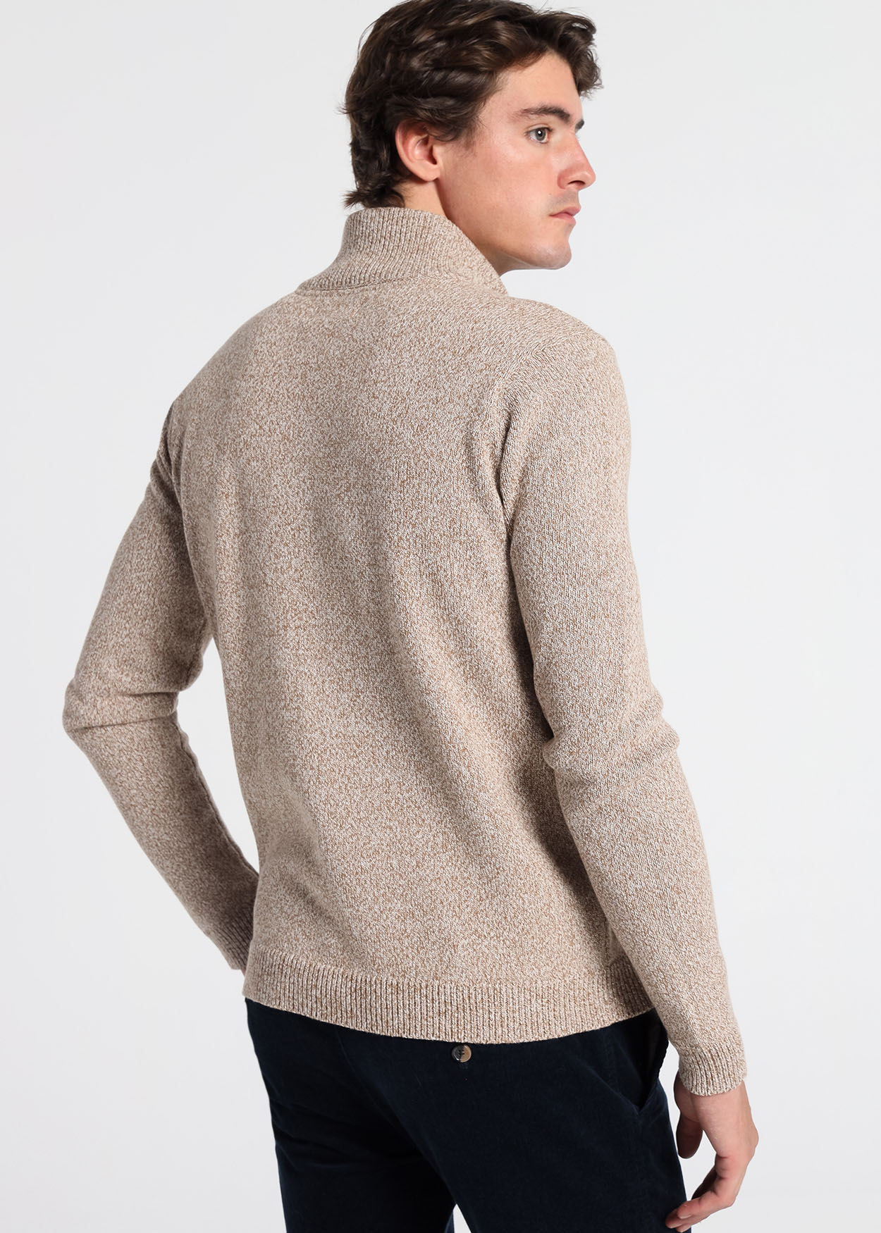 Casaco de Malha com zíper Castanho