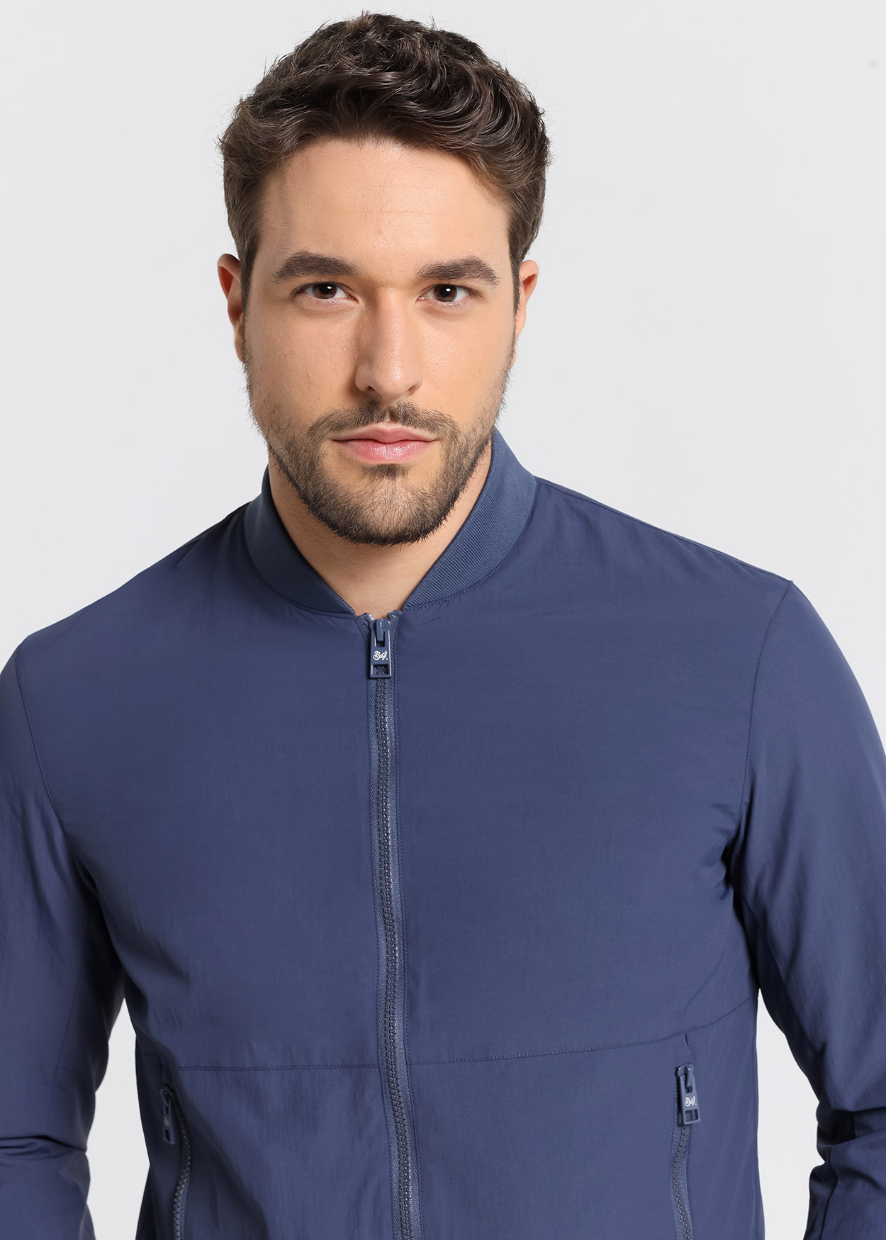 Casaco com zíper Azul