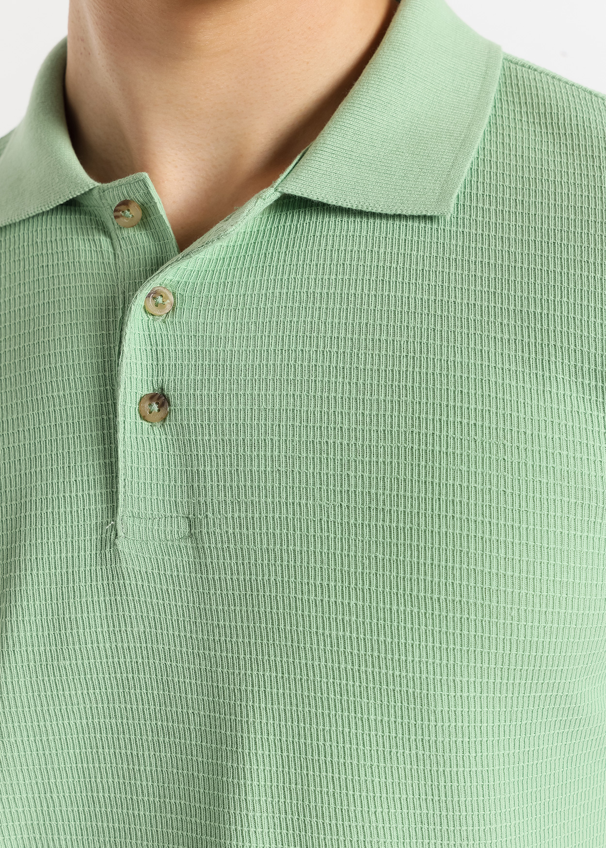 Pólo manga curta em malha jacquard estilo clássico Verde