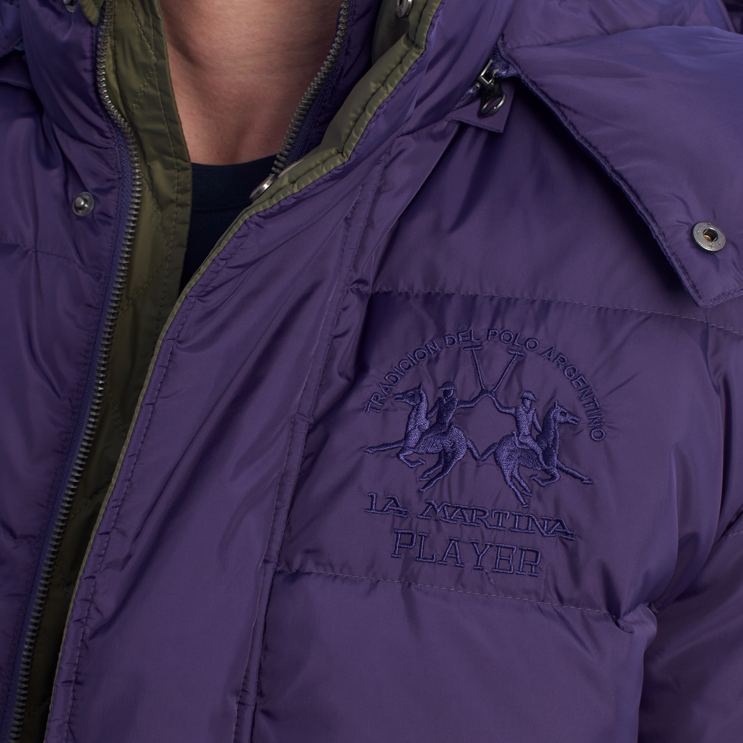 Casaco Acolchoado Homem com Capuz Roxo