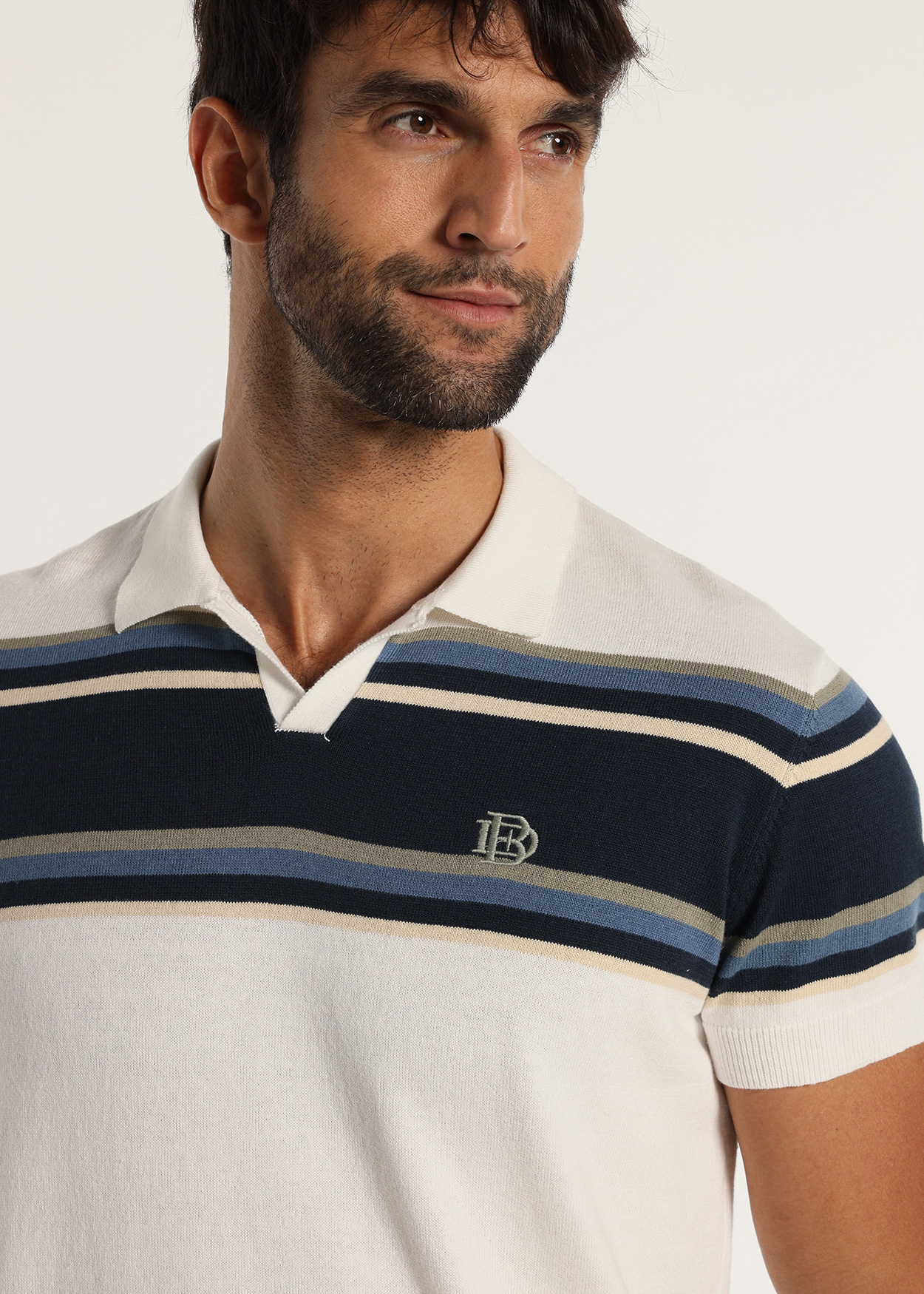 Pólo de malha de manga curta Branco