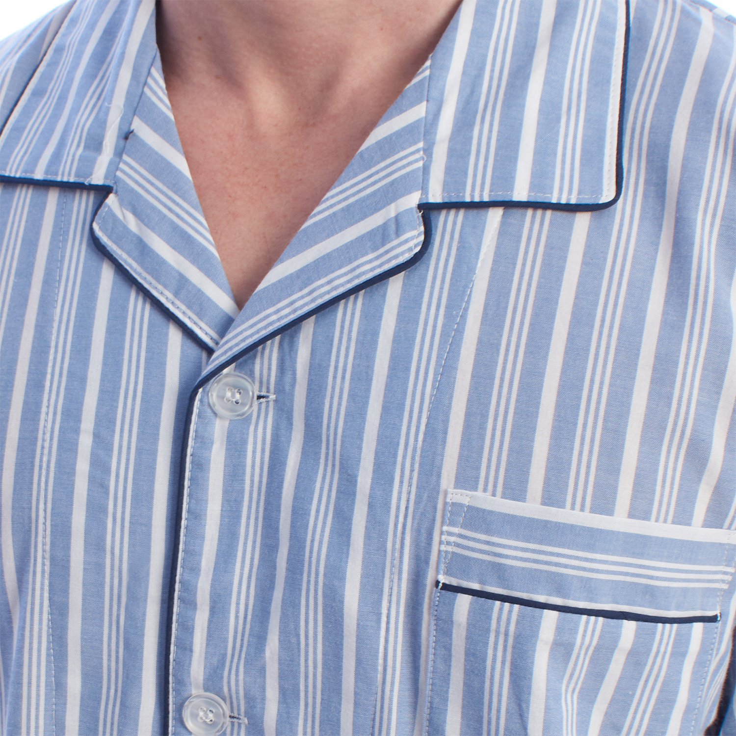 Pijama de Manga Comprida Riscas Azuis