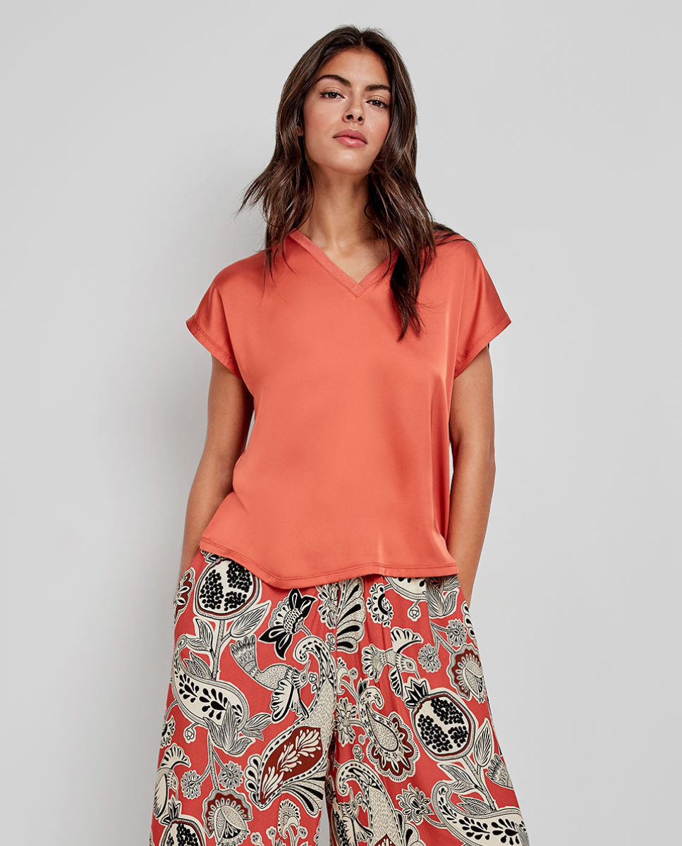 Top em cetim Laranja