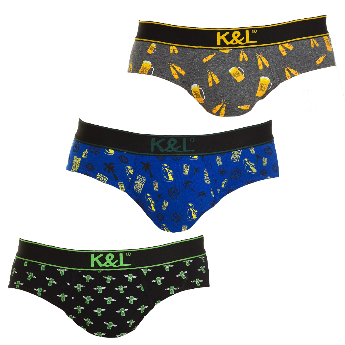 Pack 3 Slips Cinza-Azul-Preto