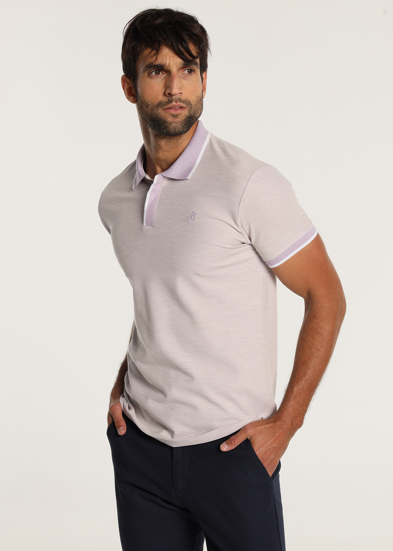 Pólo de piqué de manga curta Roxo