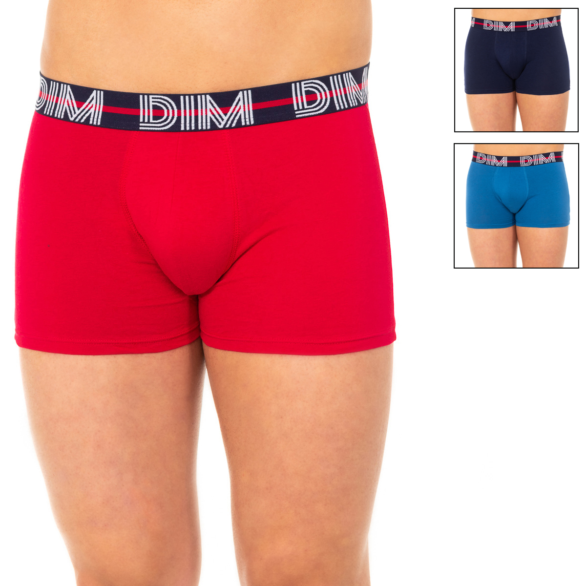 Pack 3 Boxers Homem Azul Escuro Vermelho e Azul